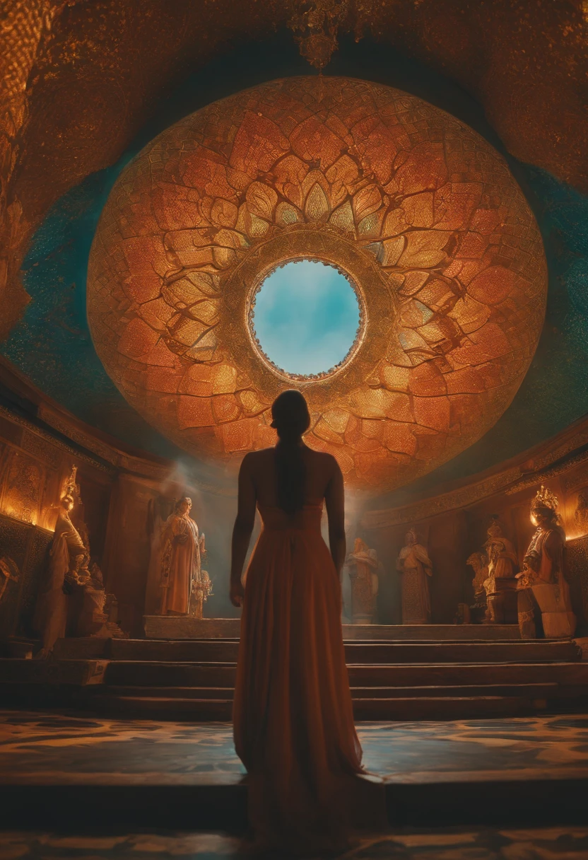 Woman and man co existing, color graded, color corrected, spiritual, holy, sacred, intricarely detailed, 8K, trippy, maximalist, duality, shades
