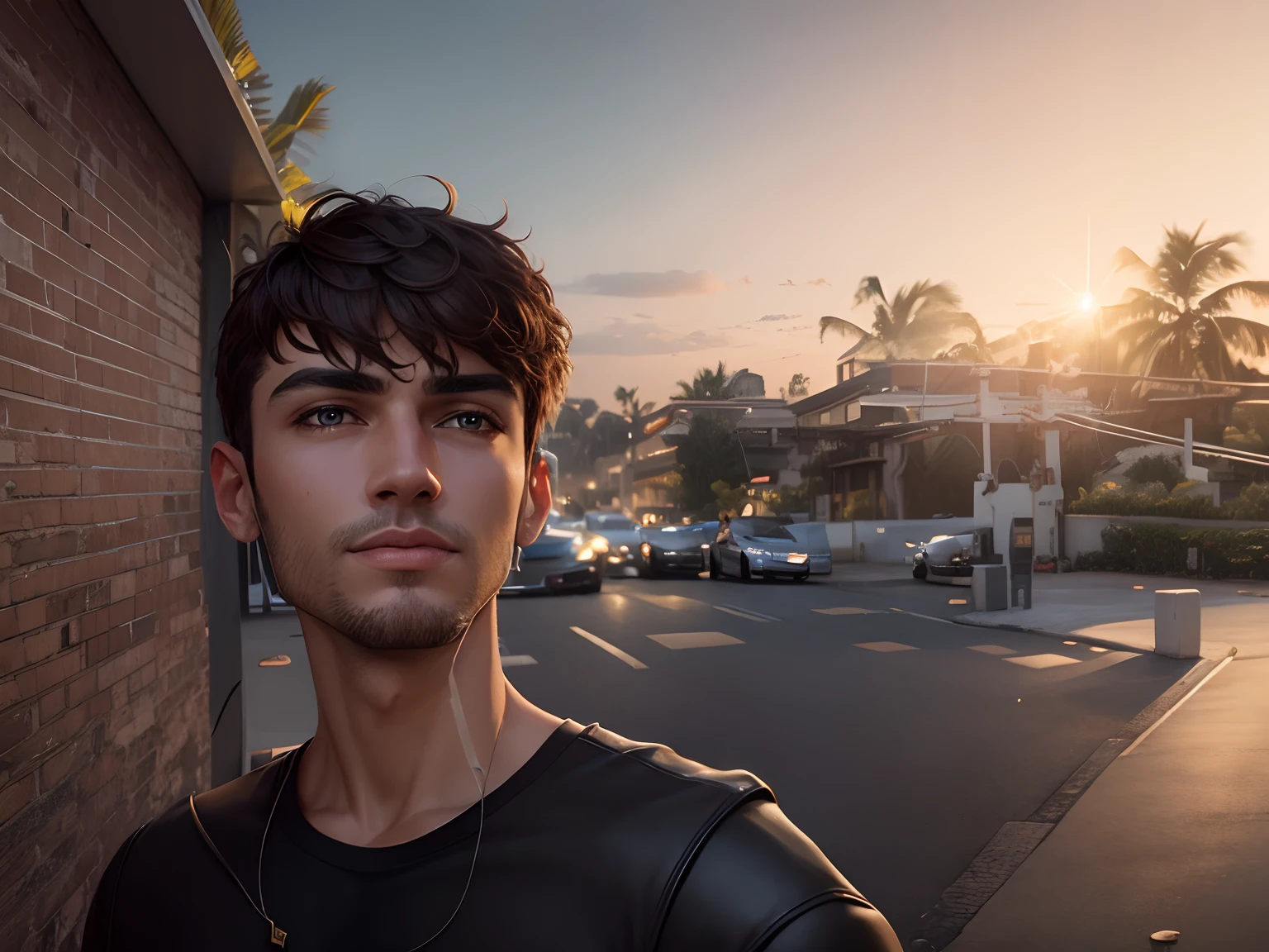 Handsome boy realistic with luxury car high quality picture 4k