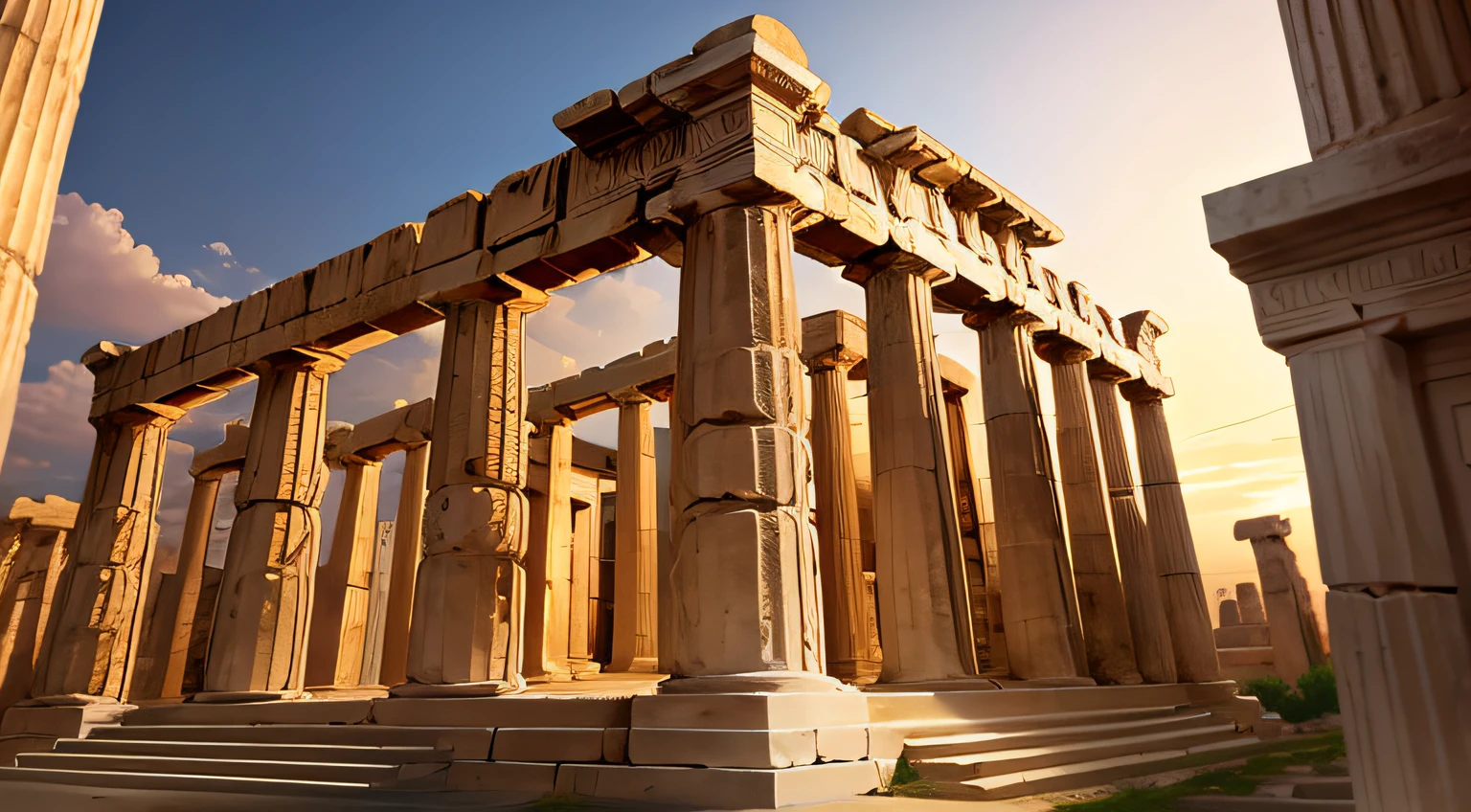 Ancient Greek Buildings Dusk