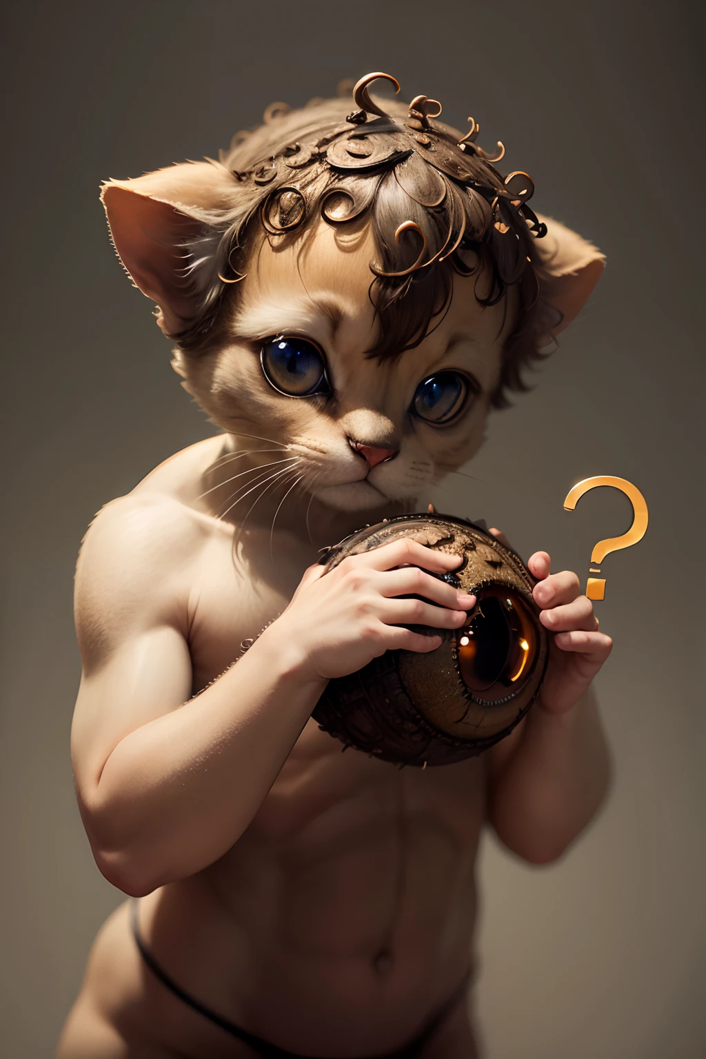 A curious living being with a question mark in his head 4k high quality and realistic image