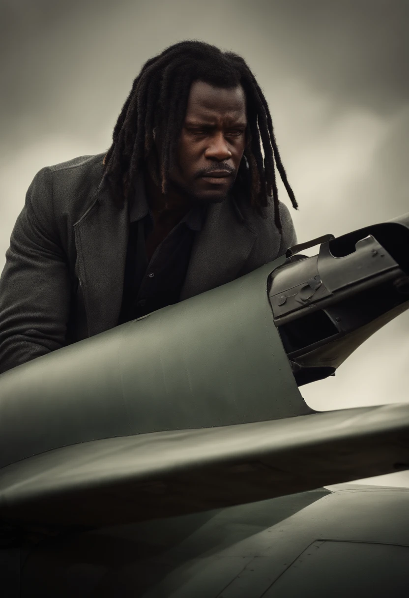 nigger man have gun on the plane's wing