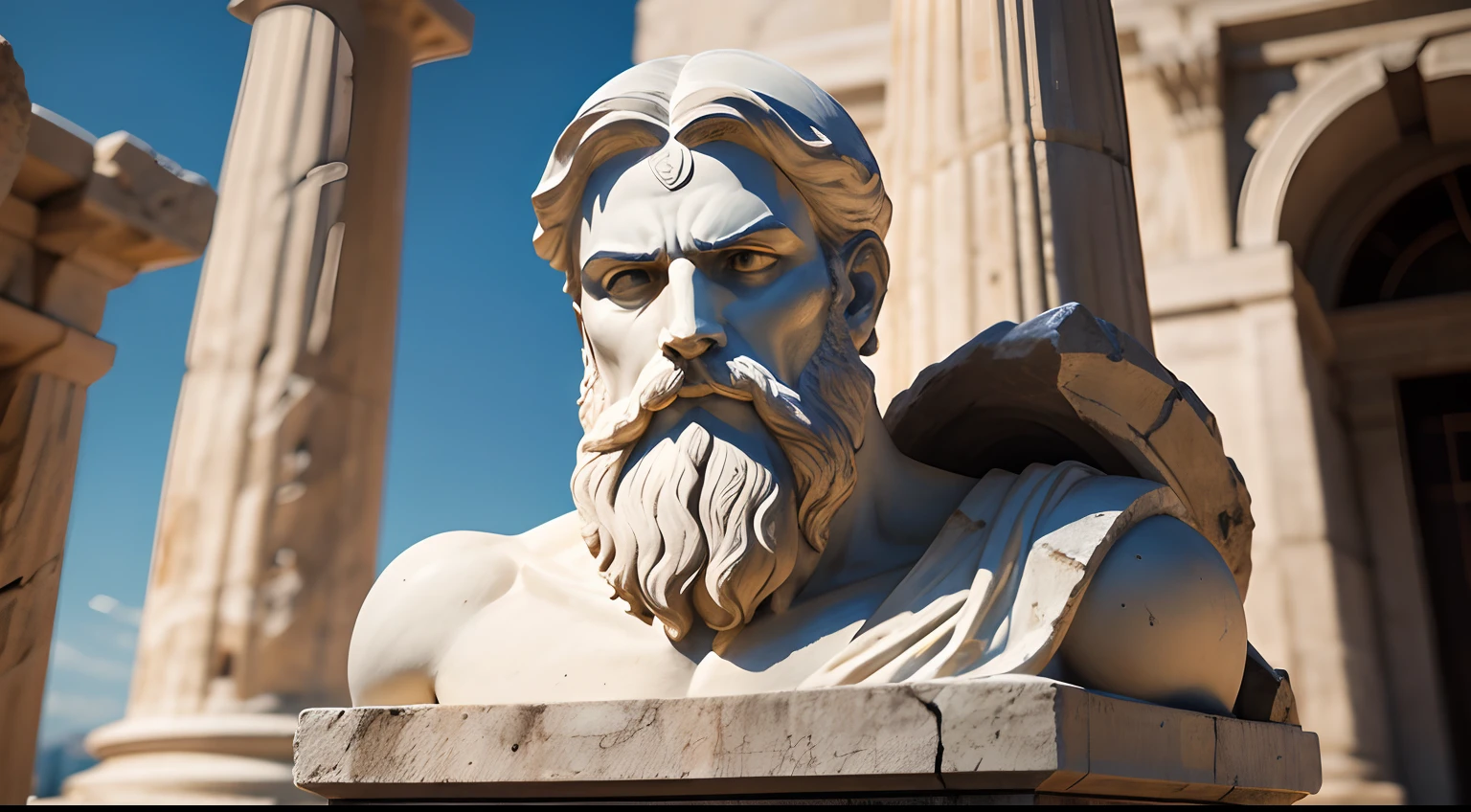 a portrait statue of the stoic zeus in black and white 4K, super realista 1920x1080 papel de parede foto