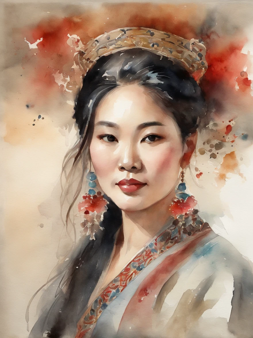 Watercolor painting of a Very Beautiful chinese girl : : Trending on Artstation: : Simple composition creates a sense of order and harmony. The painting reflects the spiritual qualities of the natural world. --up light --ar 9:16