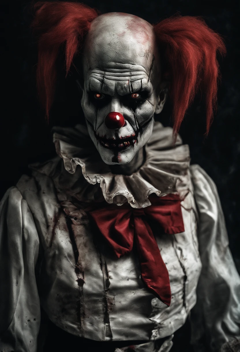 Clown Thin LYNN, skeletal clown with red pigtails, Masterpiece, Best Quality