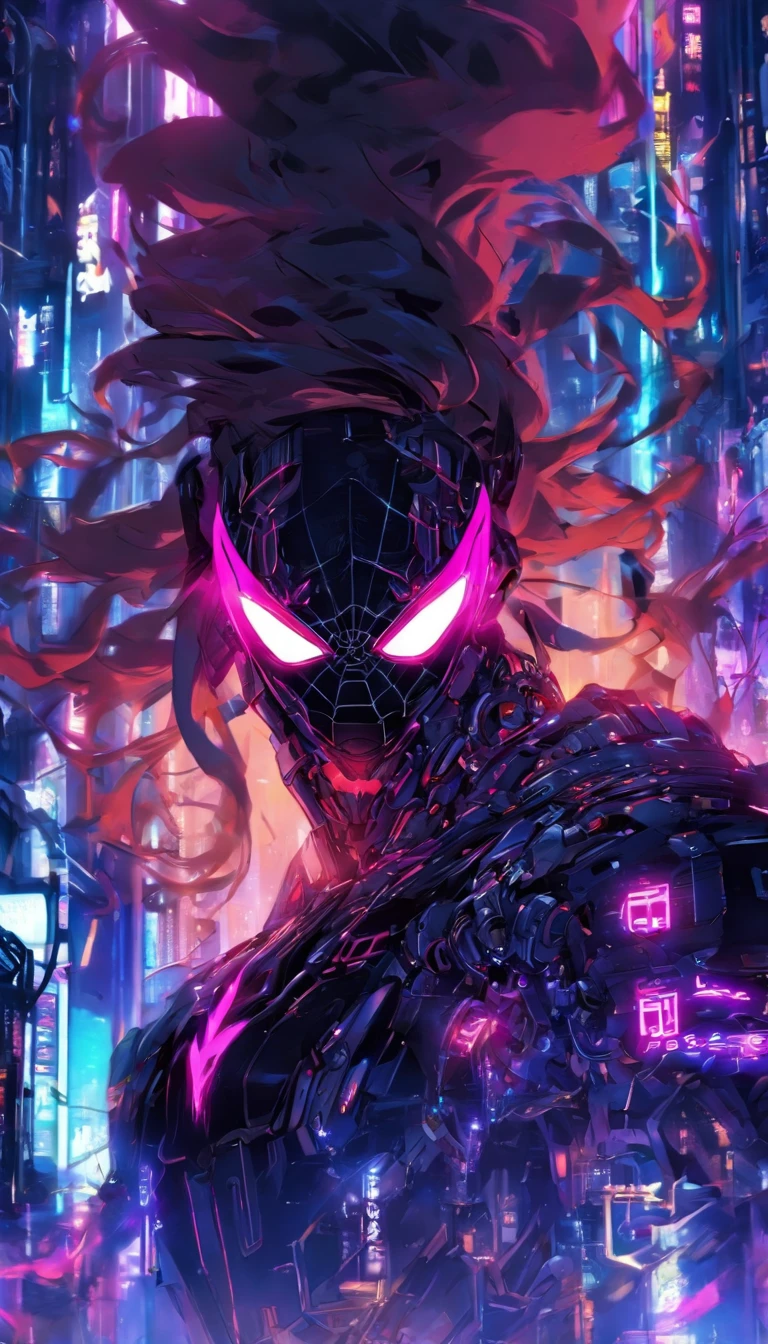 Espelho quebrado semelhante a teia de aranha，Escuro_fantasia,Cyberpunk,(motosserra,motosserra,vermelho:1.1),1homem,mechanical marvel,robotic presence,Cyber Guardians, vestindo um terno mech desgastado, intrincado, (steel metal [oxidado]), elegante, Clear focus, Fotografado por：Greg Rutkowski, soft lighting, cores vibrantes, master part, ((Rua)), cowboy shot, dynamic pose,