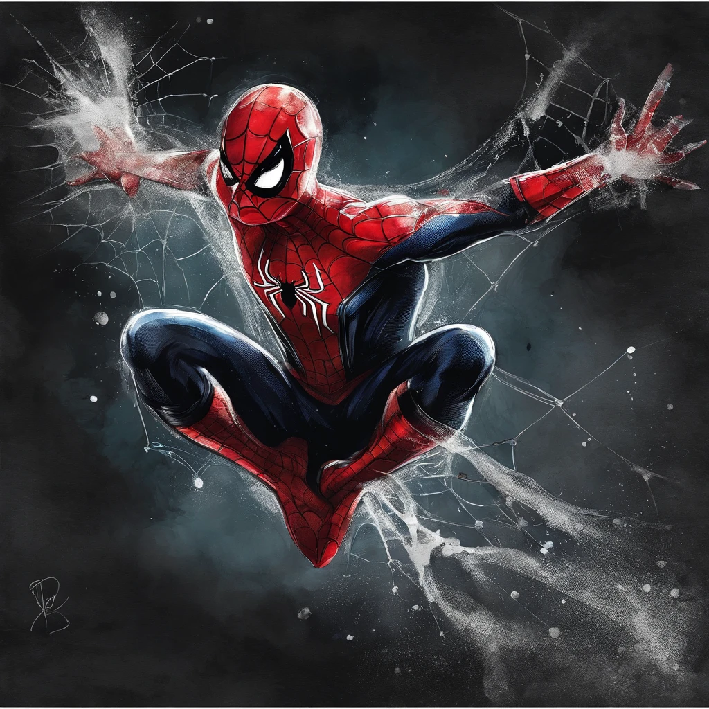 close up, Spider-Man из Marvel Comics, Ghost, Dark, gotik, 3d, Ultra Detailed, blue transparent smoke around, realistic style, Old Night Pond, full - body,