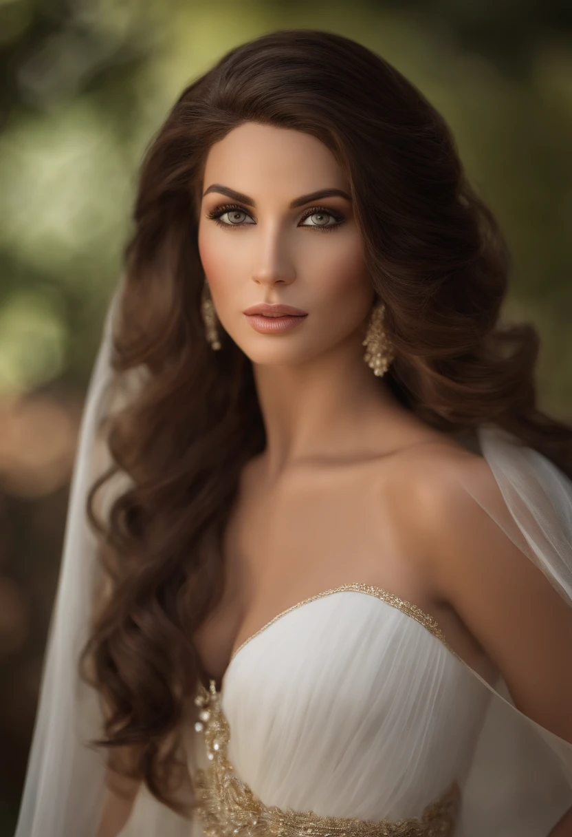A hyper-realistic representation of an extremely beautiful and attractive woman. Her face, captured with surgical precision, displays every detail of her perfectly smooth skin, her full lips, and her captivating almond eyes. The natural daylight accentuates the depth of her eyes and the rich color of her skin, while every strand of her hair is rendered with exquisite precision, giving the image incredible life and depth.