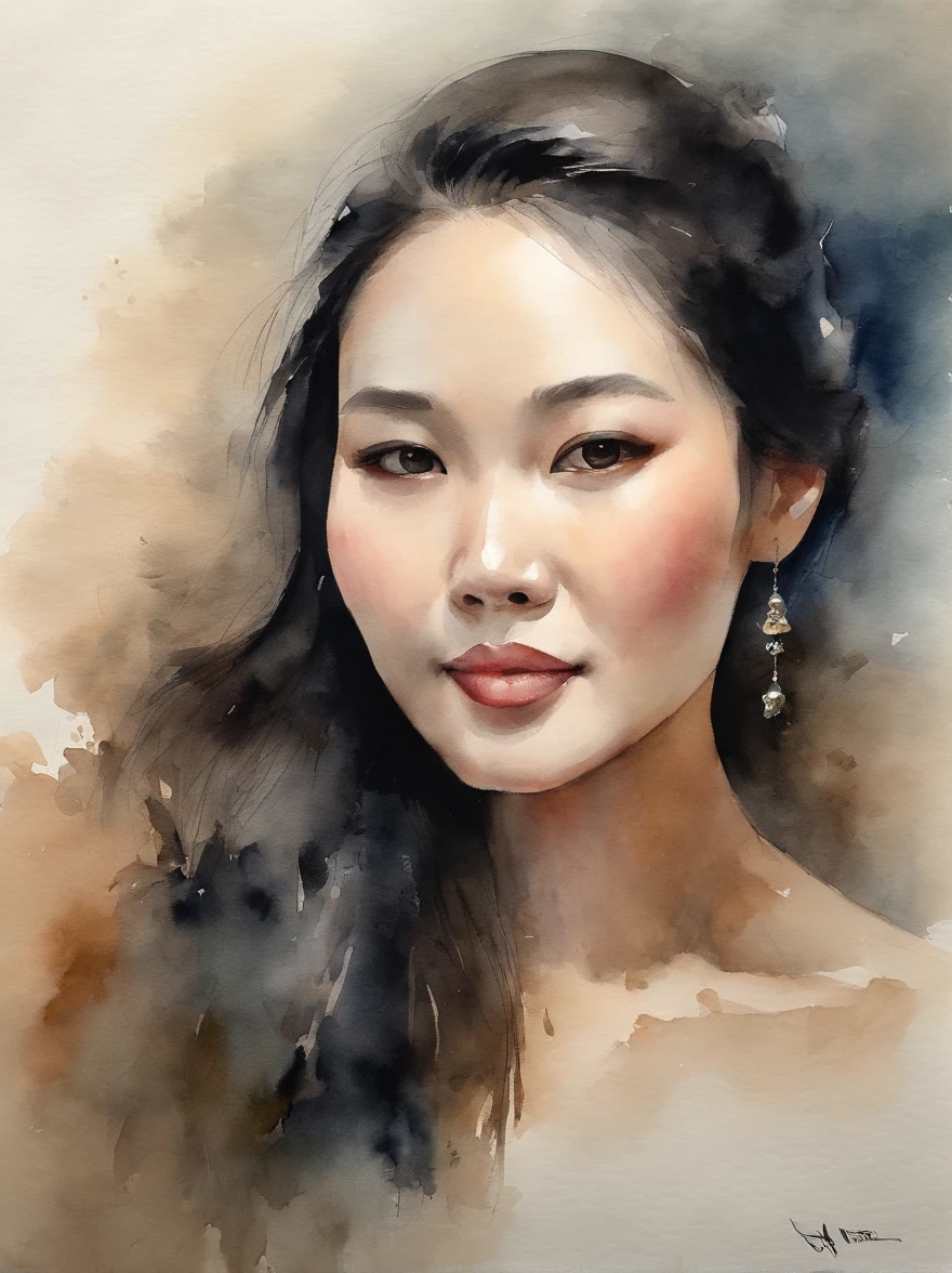 Watercolor painting of a Very Beautiful chinese girl : : Trending on Artstation: : Simple composition creates a sense of order and harmony. The painting reflects the spiritual qualities of the natural world. --up light --ar 9:16