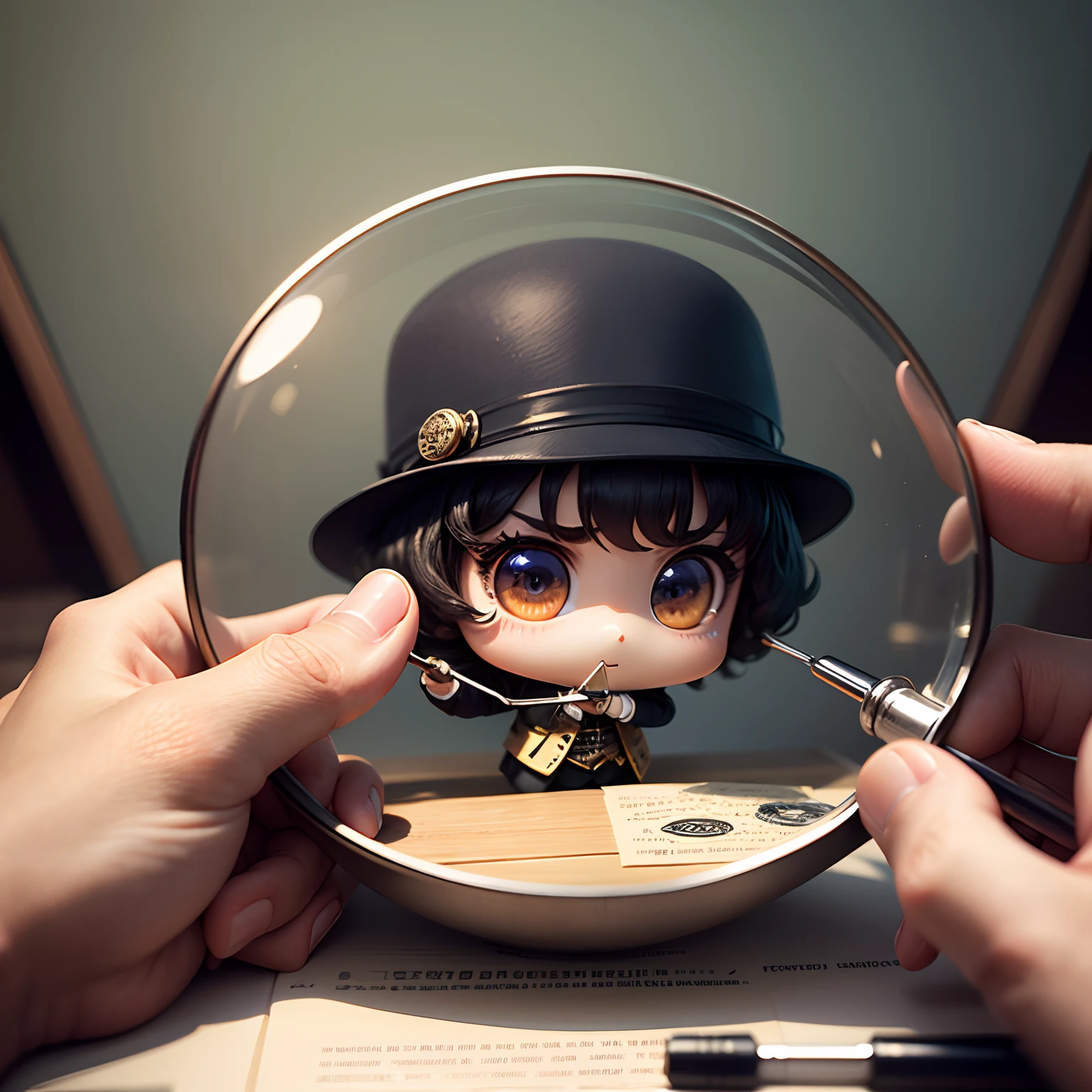 ​masterpiece、top-quality、ultra-detailliert、(Chibi Sherlock Holmes:1.2)、magnifying glass、Mystery wallpapers