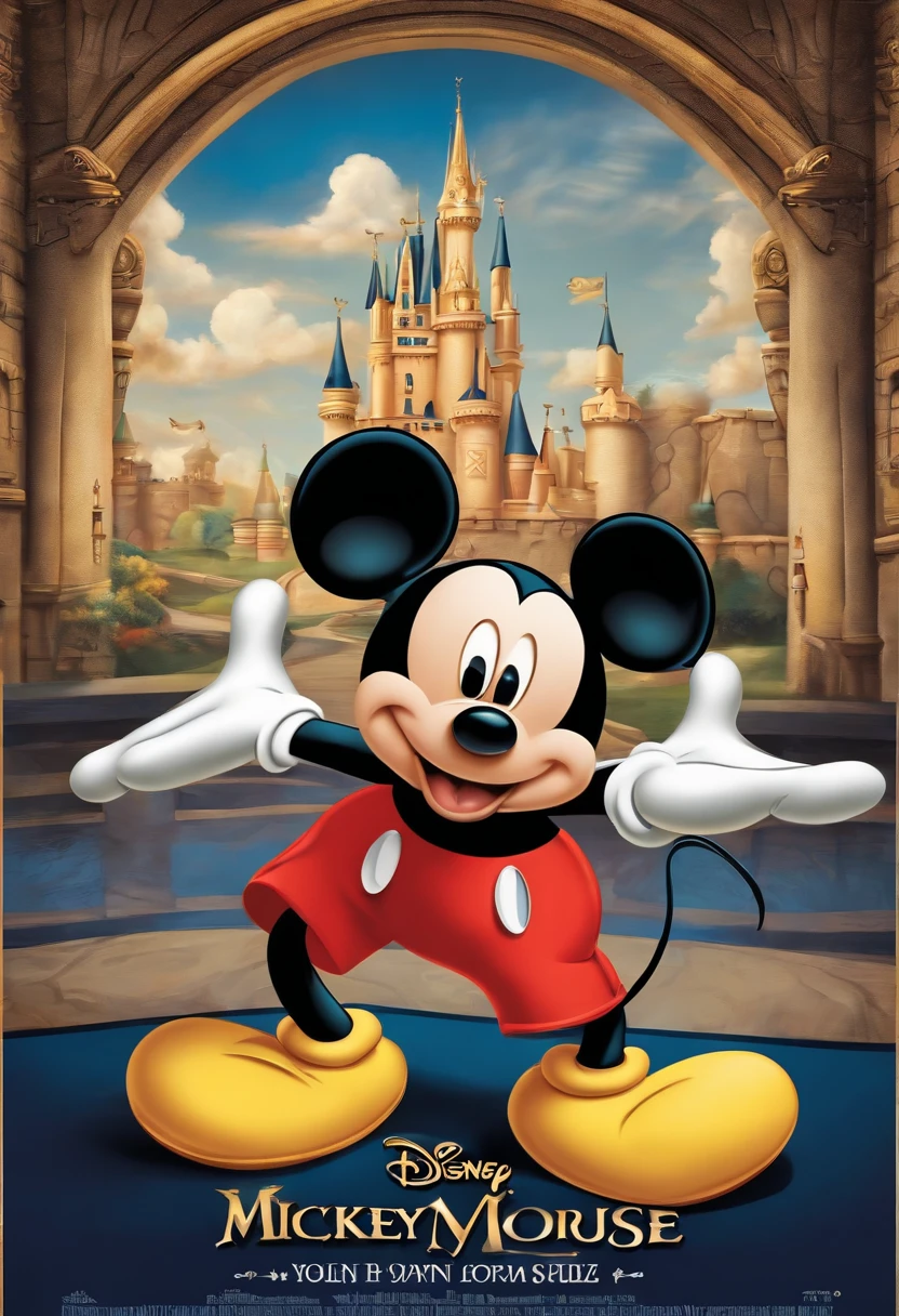 "Create a high-resolution Disney movie poster featuring Mickey Mouse."