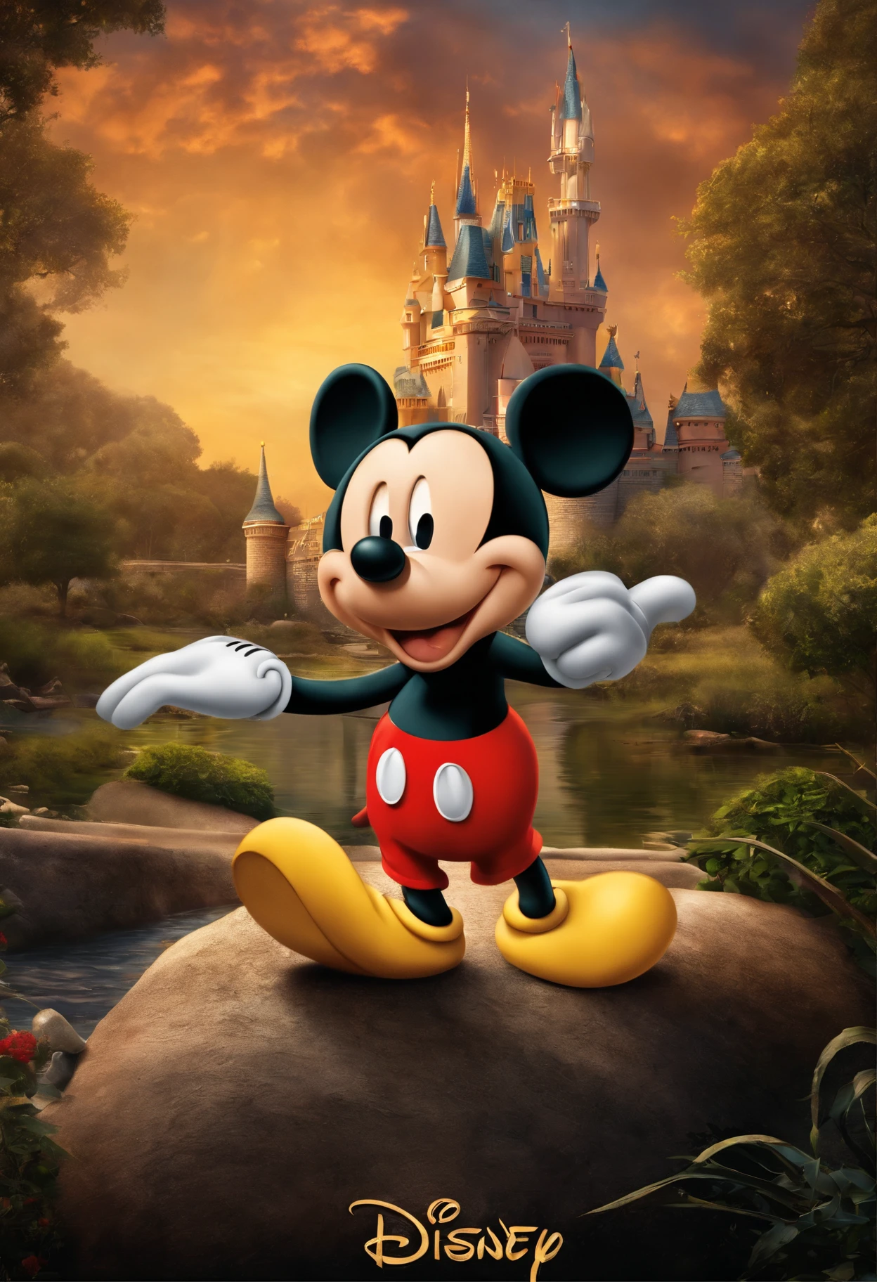 "Create a high-resolution Disney movie poster featuring Mickey Mouse."