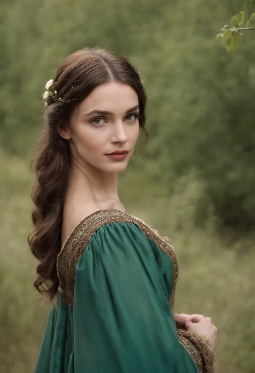 (((uma ferida avermelhada profunda atravessa sua bochecha esquerda))) tez justa, mulher em torno de 19 anos, cabelos brancos naturais, olhos verdes distintos, vestindo kohl, slender and graceful, Beautiful, luz de velas em um ambiente medieval, Ultra sharp focus, tiro realista, roupas femininas medievais, cores tetradicas (cicatriz:1.4)