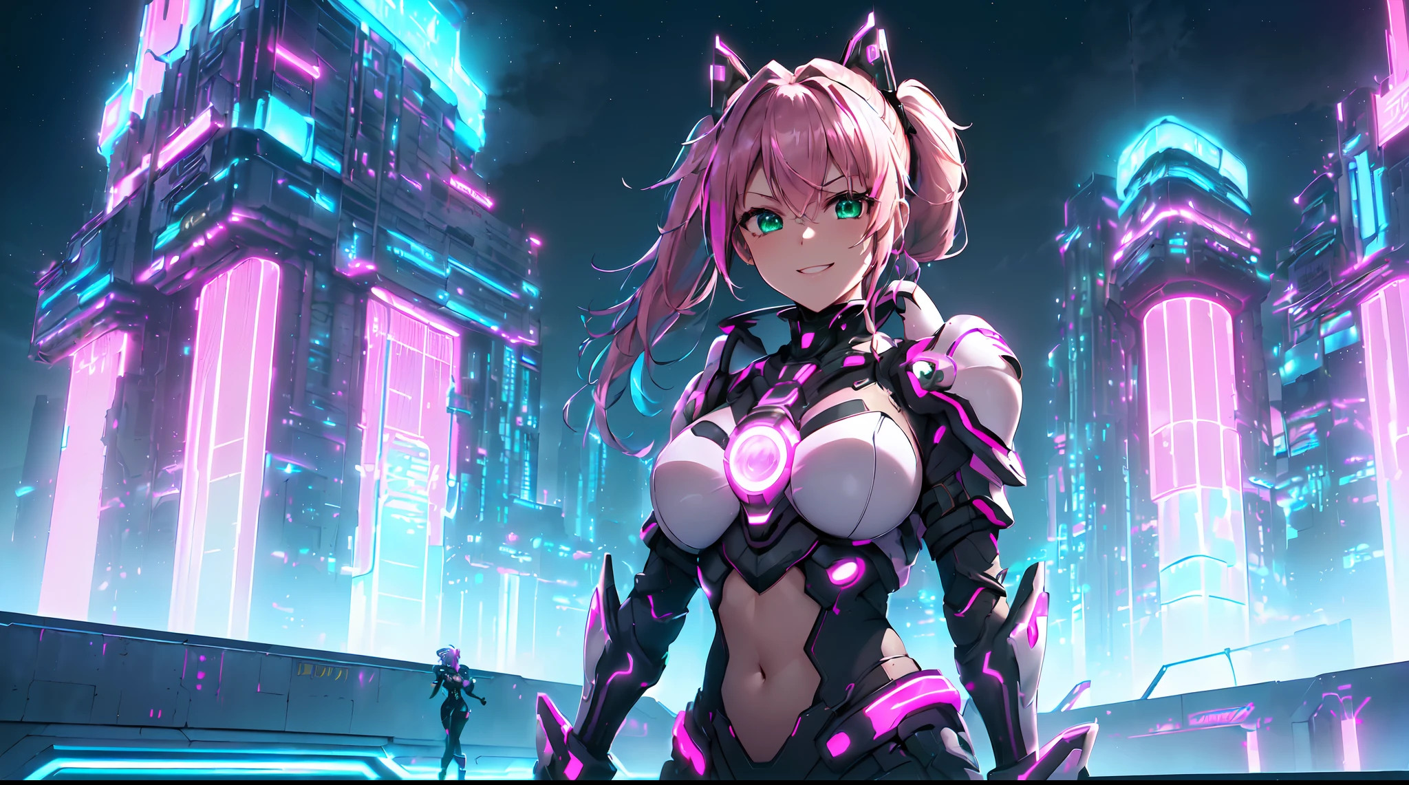 1 pessoa, garota de anime com roupa rosa com luvas pretas e luvas pretas, Melhor Anime 4K Konachan Wallpaper, badass anime 8 k, Anime cyberpunk moderno, arte digital do anime cyberpunk, garota anime cyberpunk, garota anime cyberpunk mech, arte cyberpunk anime, female garota anime cyberpunk, oppai cyberpunk, female action anime girl, cyberpunk digital - arte de anime, estilo anime 4K, android heroine