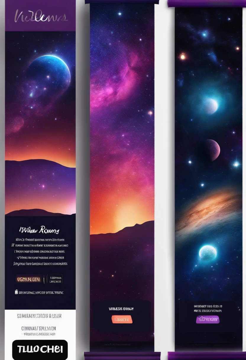 Banner para twitch, tema de universo, With moons and galaxies.