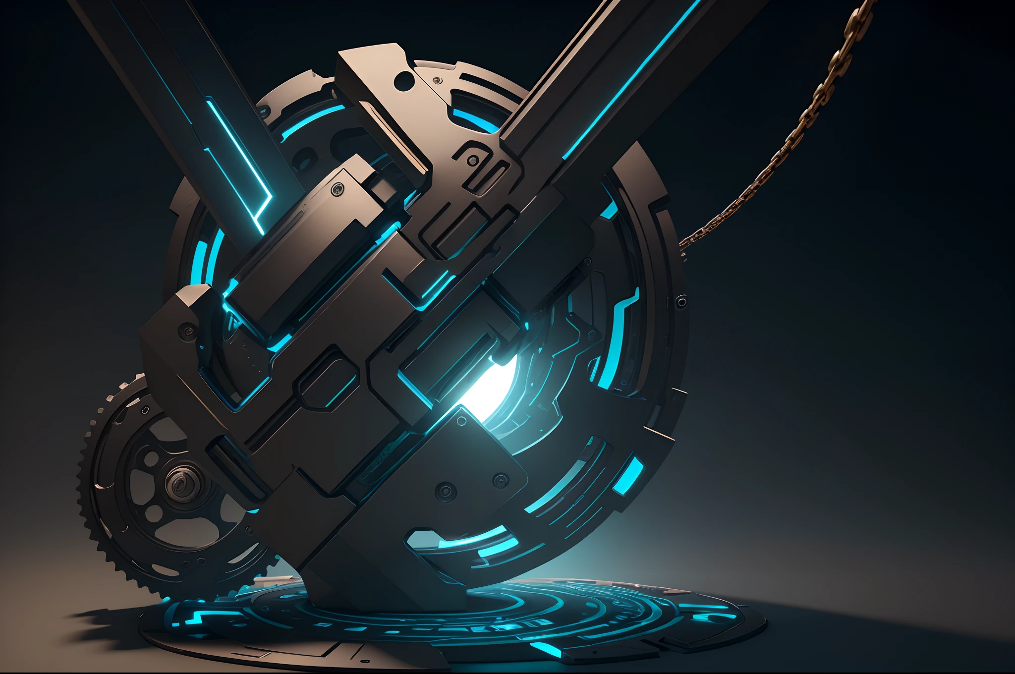 masterpiece, award winning, high quality, super detail, 3D render, (abstract style), theme is cutting edge technology, chain, Make heavy use of curves