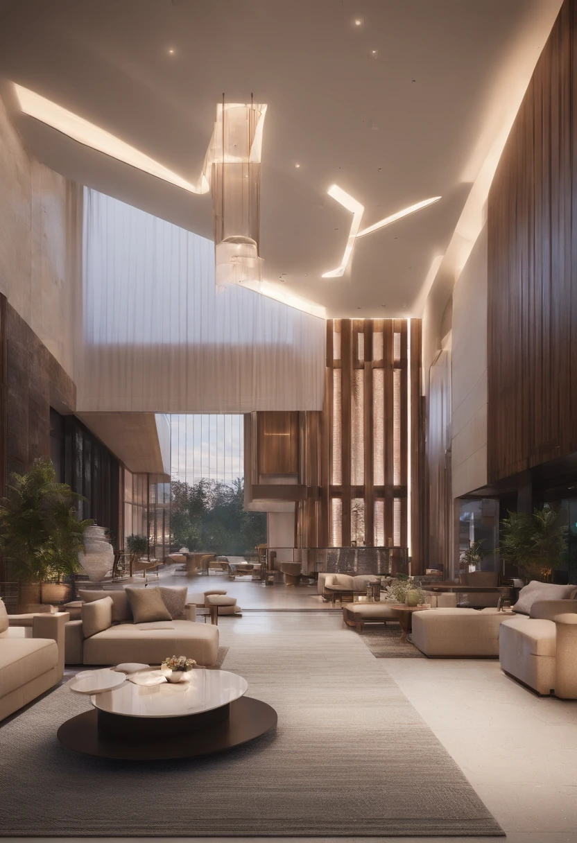 Architecture, lobby hotel, modern, 8k,vietnam, surreal, ultra luxury – with beautiful lights, Unreal Engine, HQ, 16k, ((masterpiece), (best quality), ultra high res, (raw photo:1.2), (photorealistic:1.4), Exceptional detail, dramatic lighting, highres, 8k, absurdres, solo, calligraphy_background,