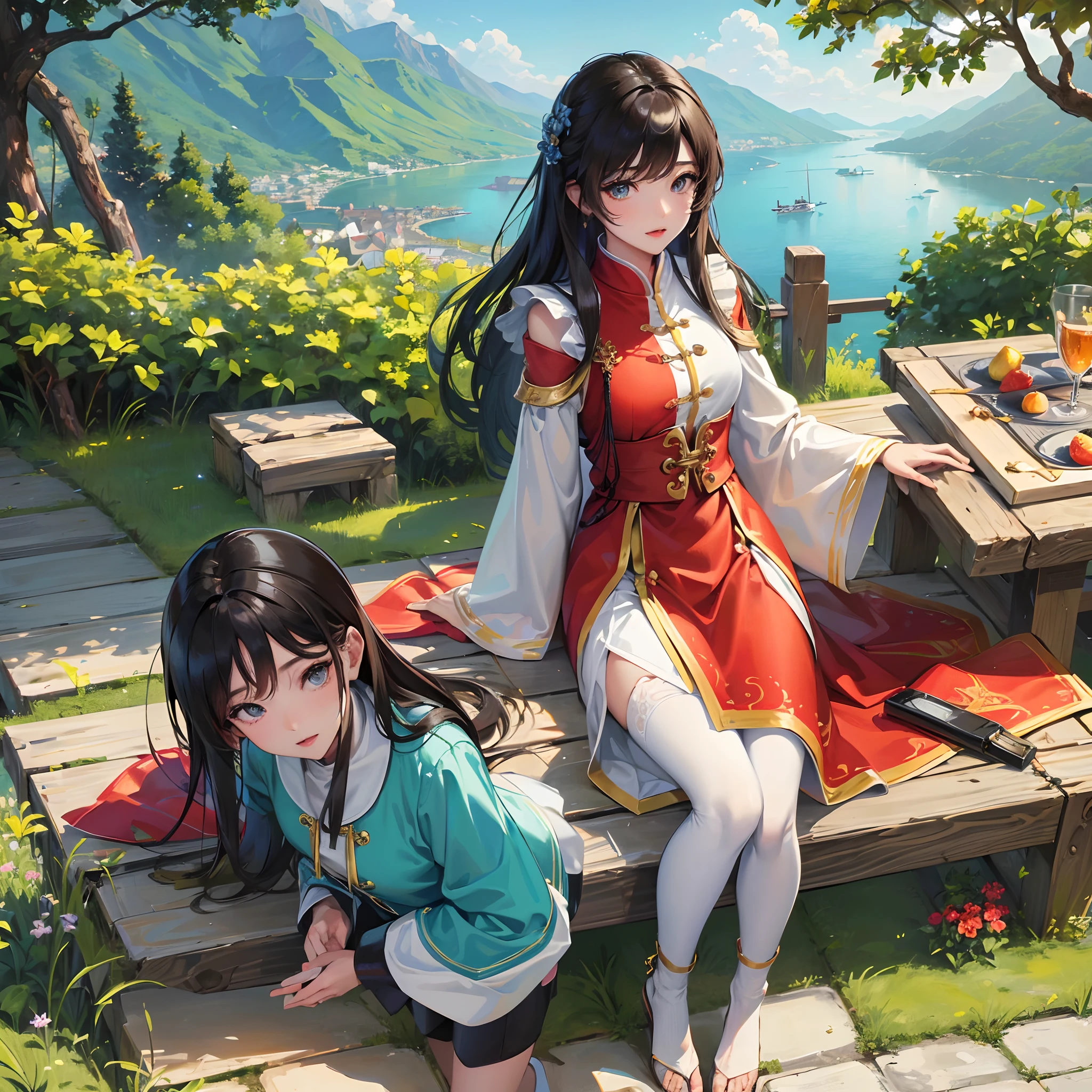 Finest quality)),(超A high resolution),(ultra-detailliert),(Meticulous portrayal),((best pictures)),(Finest works of art),Ultra-Precision Art,The art of astounding depiction, great outdoors:1.4,Steep mountains,lake,clouds,