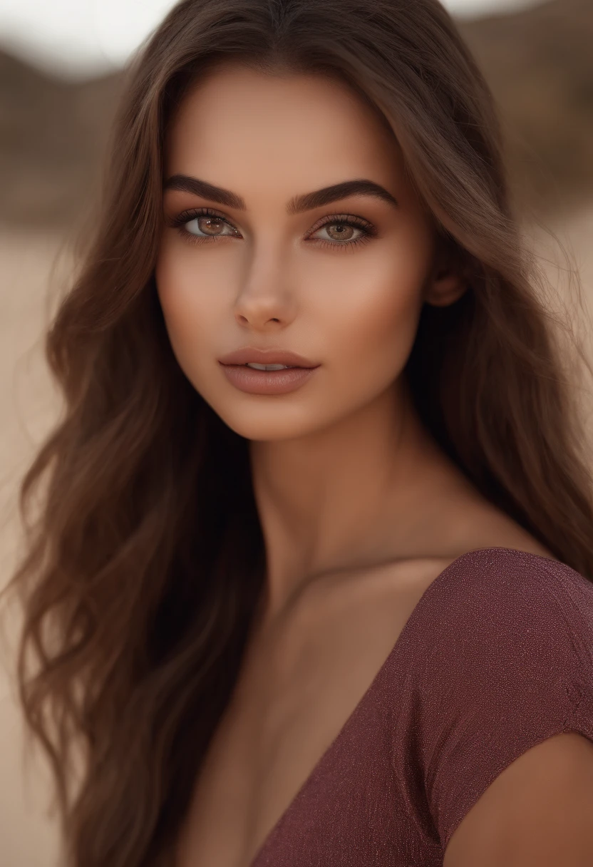 arafed woman fully , sexy girl with brown eyes, ultra realistic, meticulously detailed, portrait sophie mudd, brown hair and large eyes, selfie of a young woman, in sofa, violet myers, without makeup, natural makeup, looking directly at the camera, face with artgram, subtle makeup, stunning full body shot at the beach, at the beach, medium to large size bust