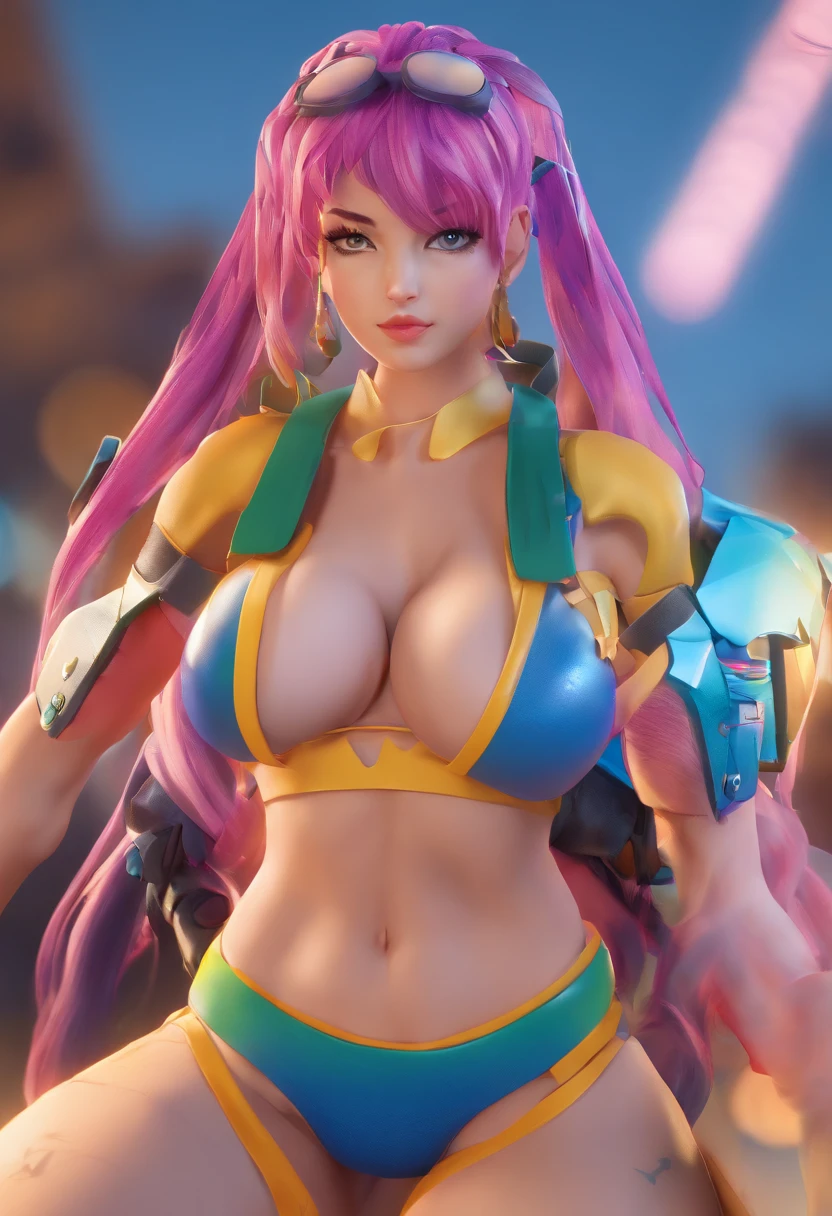 Leona Heidern,blue hair ponytail,Ikari Warriors team,Mini bikini,oil painting,beautiful detailed eyes,beautiful detailed lips,long eyelashes,(best quality,4k,8k,highres,masterpiece:1.2),ultra-detailed,realistic:1.37,HDR,studio lighting,physically-based rendering,vivid colors,bokeh,portraits