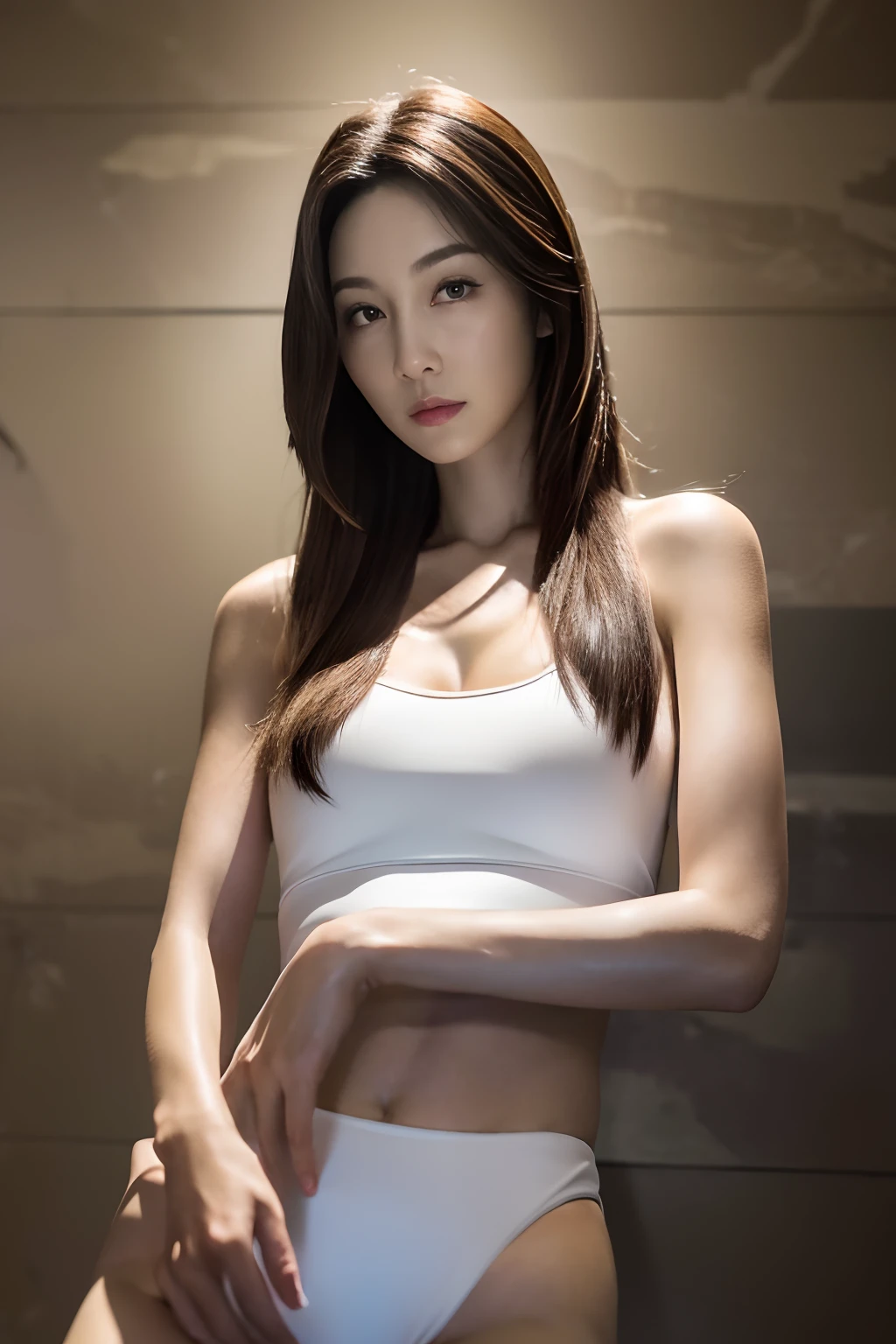Best quality, masterpiece, ultra high res, (photorealistic:1.4), 1girl, in the dark, deep shadow, low key, (photorealistic:1.4), slim body, undone hair, japanese street alley, dynamic pose,adolescence,cute