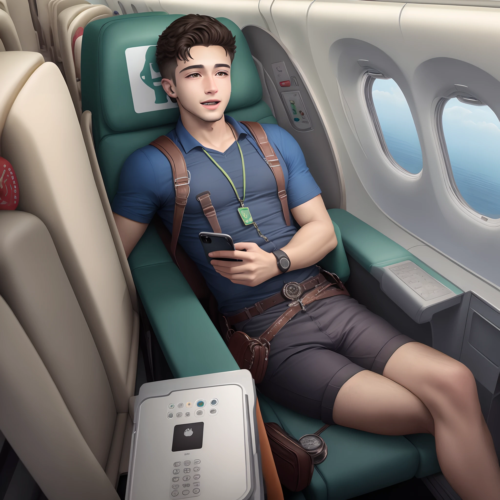 Garoto com celular no modo aviao