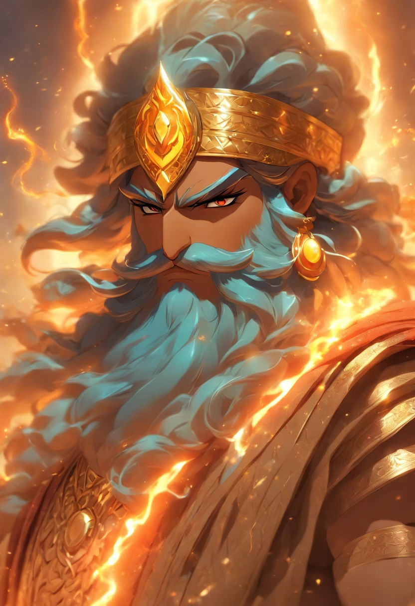 (((Persian God))) best quality, ultra-high resolution, 4K detailed CG, master piece, AHURA MAZDA,man, Persian clothing, gold, Persian Mythology, Iran, Persian painting style, aesthetics, Beautiful image, depth of field, centered on the screen