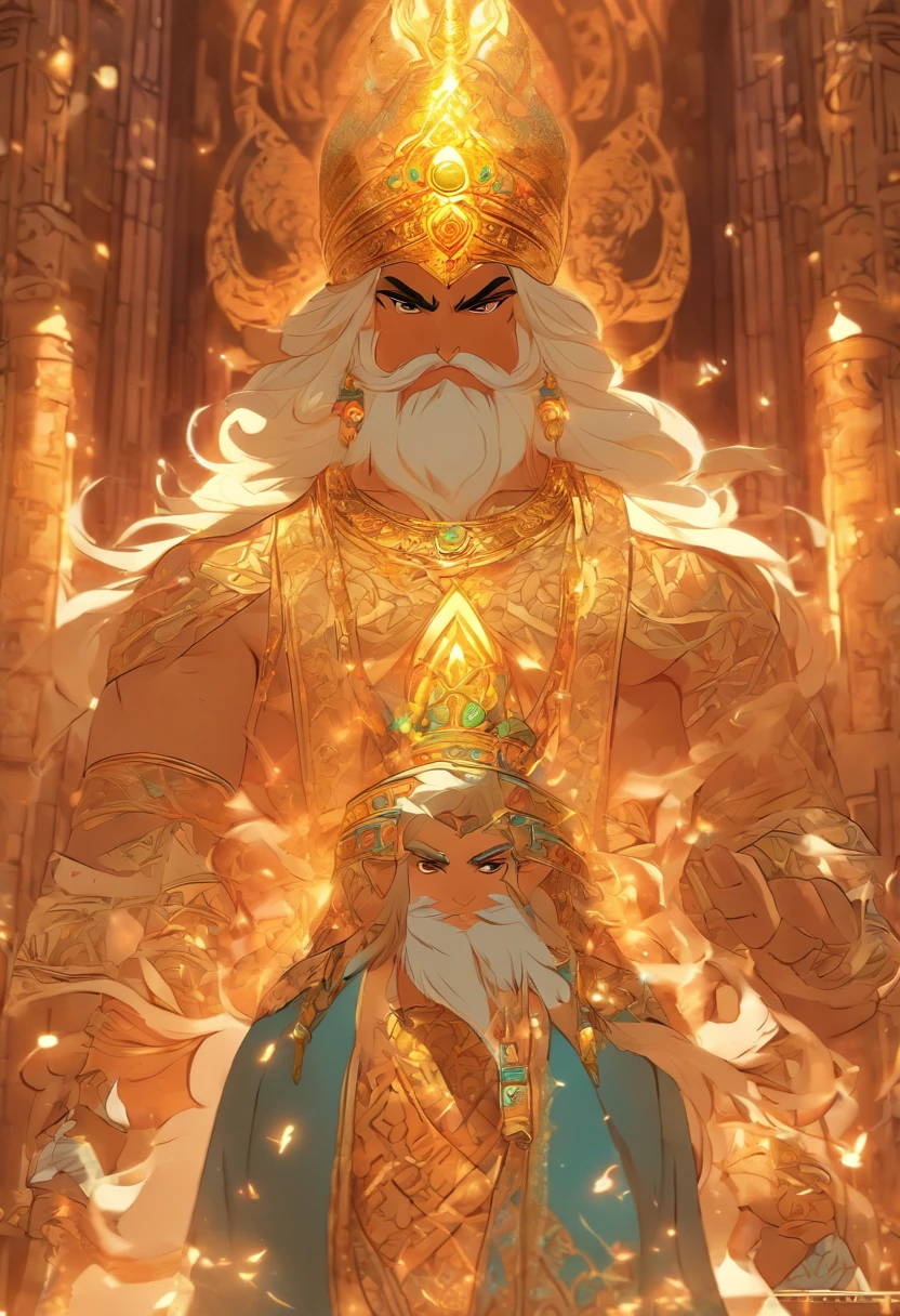 (((Persian God))) best quality, ultra-high resolution, 4K detailed CG, master piece, AHURA MAZDA,Persian god, Persian clothes, Persian temple, Persian Mythology, Iran, Middle East, Persian painting style, aesthetics, Beautiful image, depth of field, centered on the screen