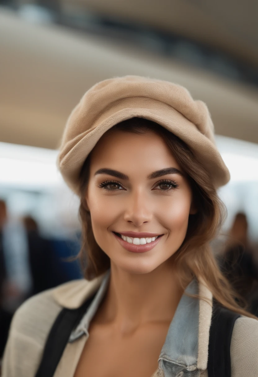 mujer extremadamente bella, natalie lee, en un aeropuerto, pubic hair, cuerpo completo, Pecho medio, hermosos ojos detallados, (Cabello largo:1.2), (8k, La mejor calidad, Obra maestra:1.2), (realista, fotorrealista:1.37), Ultra detallado, 1 girl, Lindo, solamente, (sonrojarse), (They are smiling: 1.15), (boca cerrada)