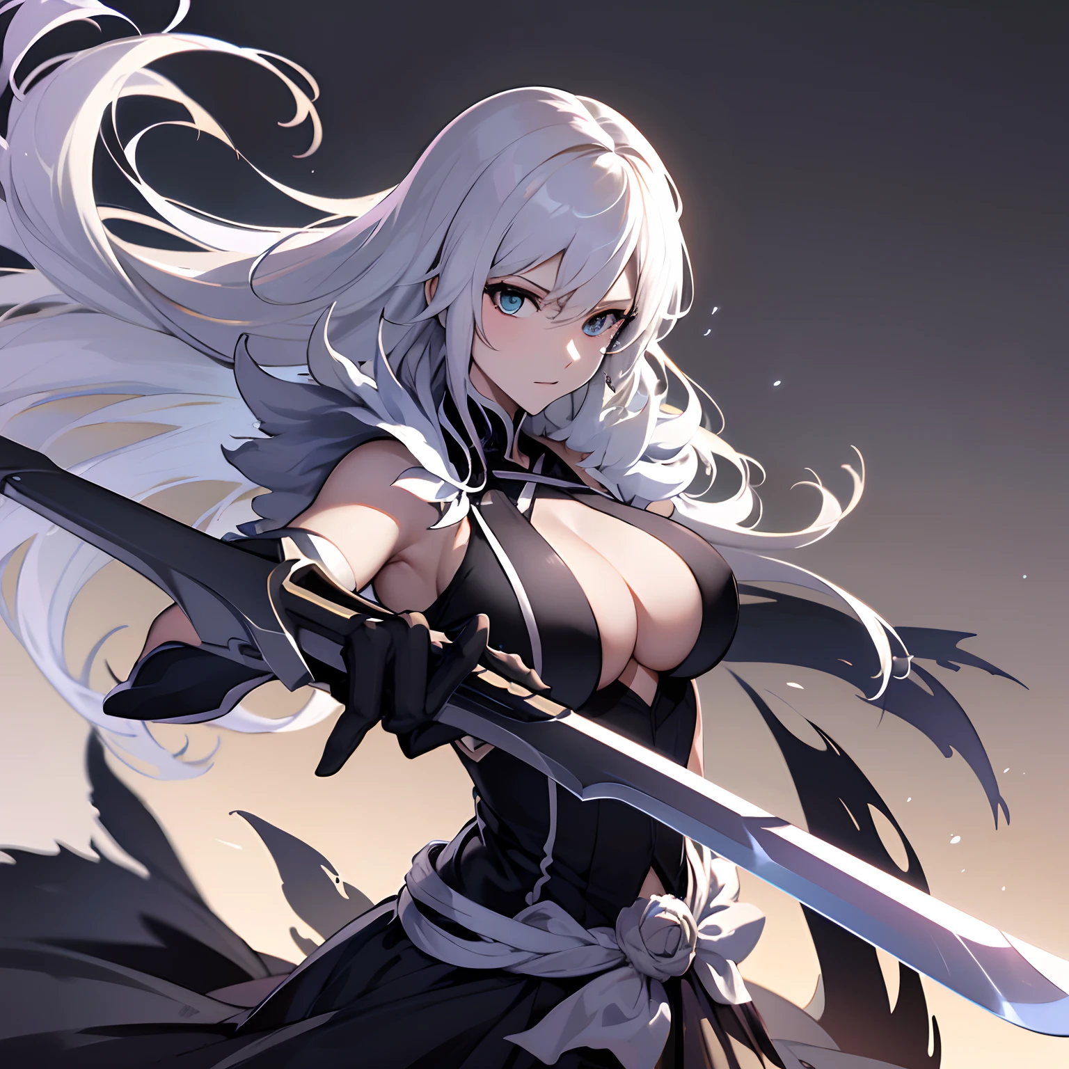 (8k wallpaper:1.2),(ultra-high-resolution:1.2),(Masterpiece:1.1),wallpaper,High quality,Masterpiece,(High detail),1homme,(Ichigo creux),peau blanche:1.2,Spiky white hair,holding a huge sword, portant un uniforme shinigami blanc,Blanchir, Official art for bleach, yeux jaunes, holding a huge sword,Fond blanc simple