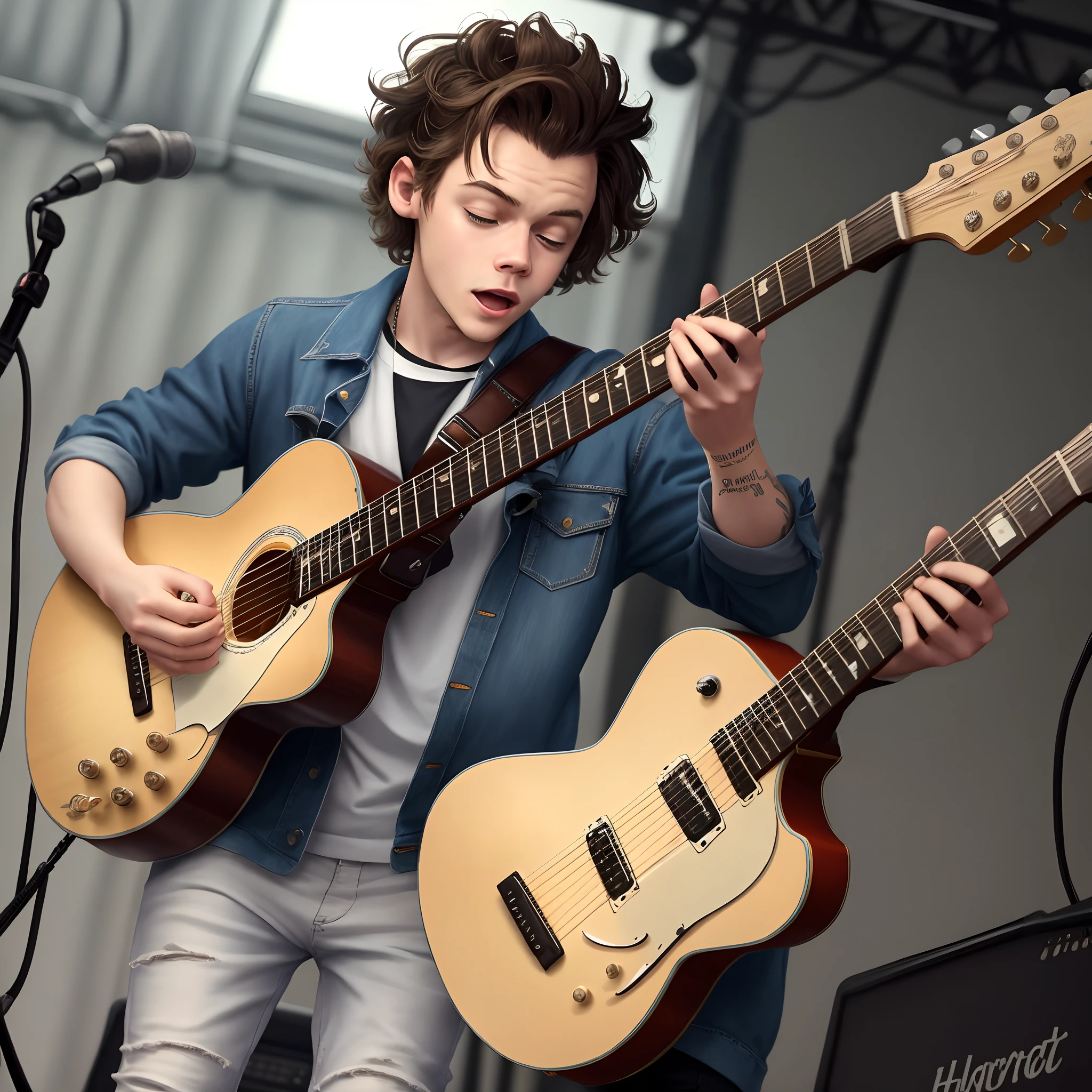 Harry styles playing guitar