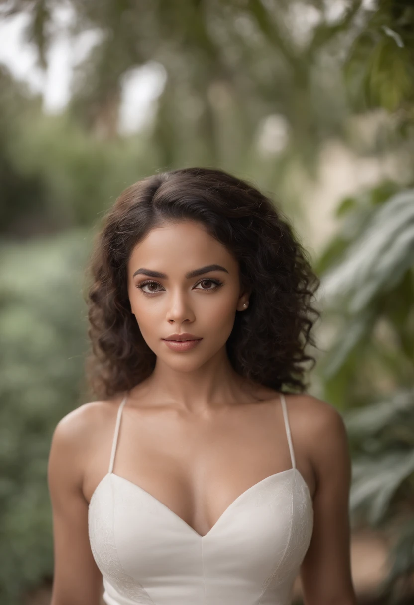 Una hermosa foto RAW, fotorrealista, La mejor calidad, hermosa morena, Piel detallada, look would be, Photo of beautiful Mexican-African ebony woman, Androide 18 de Dragon Ball, super sexy, Pose exitante, enfoque desde atras
