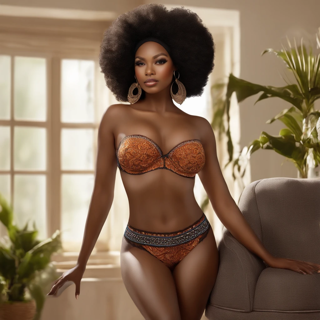(Beauty shot:1.3) photo of a beautiful 60 jears old black woman, with a blue head scarf, wearing kente dress, Female,black female, Solo, Huge Breasts, Glamour, Realistic Skin, Realistic Face, Wild, Bossy, Cradle, Crouching, Spread Legs, (Sexy Lingerie ), black lingerie, (see-through lingerie), lace lingerie, (breasts and vaginal lips are visible through underwear: 1.5), and areolas are clearly visible: 1.3), short caramel-colored hair , excited, provocative, ecstasy,(hyperrealistic), (illustration), (high resolution), (8K), (extremely detailed), (best illustration), (beautiful detailed eyes), (best quality), (super detailed), (masterpiece), (wallpaper), (detailed face), solo, (dynamic pose), 1 , 60 jears old black woman,black wavy hair on the chair, , heterochromic eyes, small moles under the eyes, ((short apron)), medium breasts, long legs, tightens abs, (camel toes), (), (no bra)