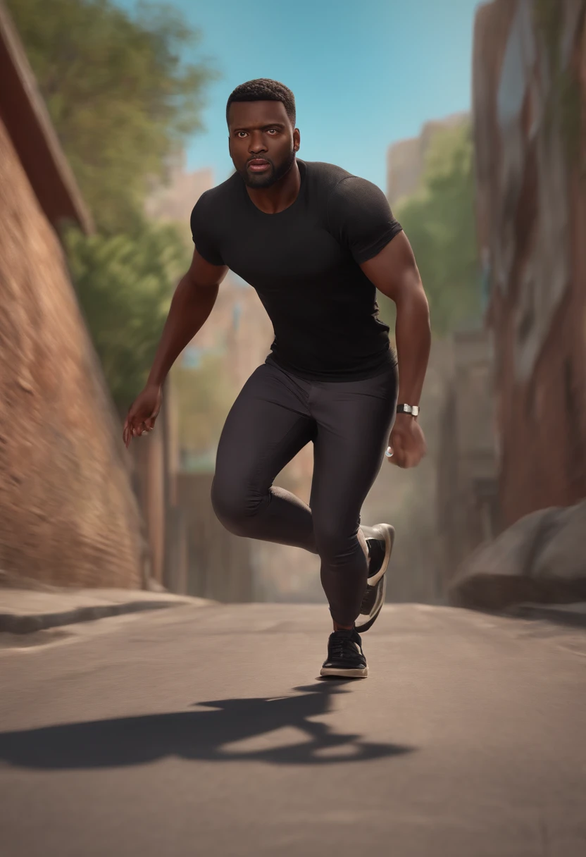 Crie uma imagem de caricatura de um homem negro parecendo o Super shock, imagem realista, 4k 8d