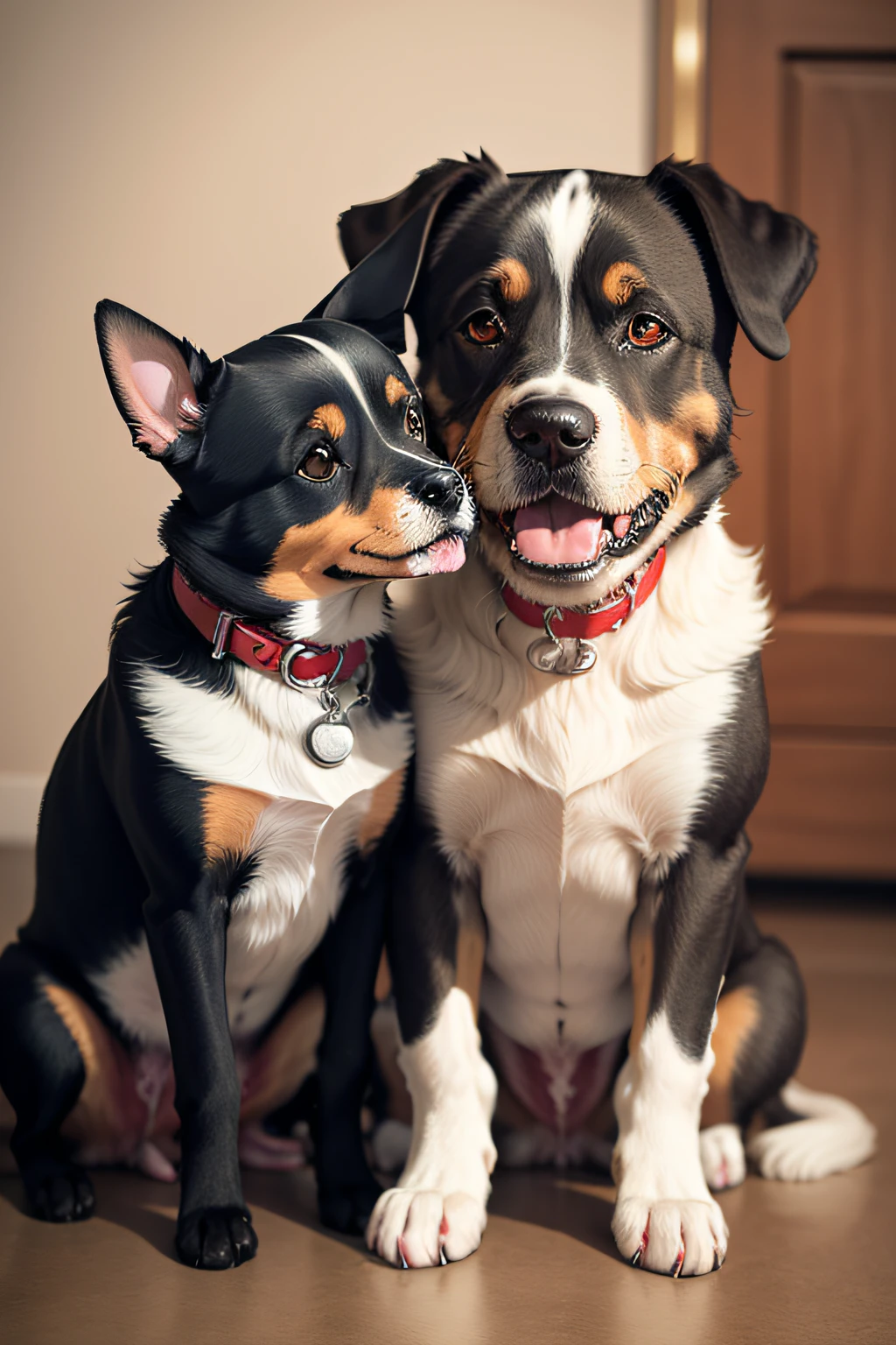 Cachorrinha peludo preto e cinza