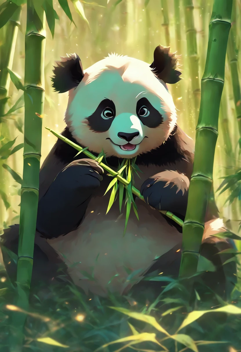 A cute panda eat bamboo