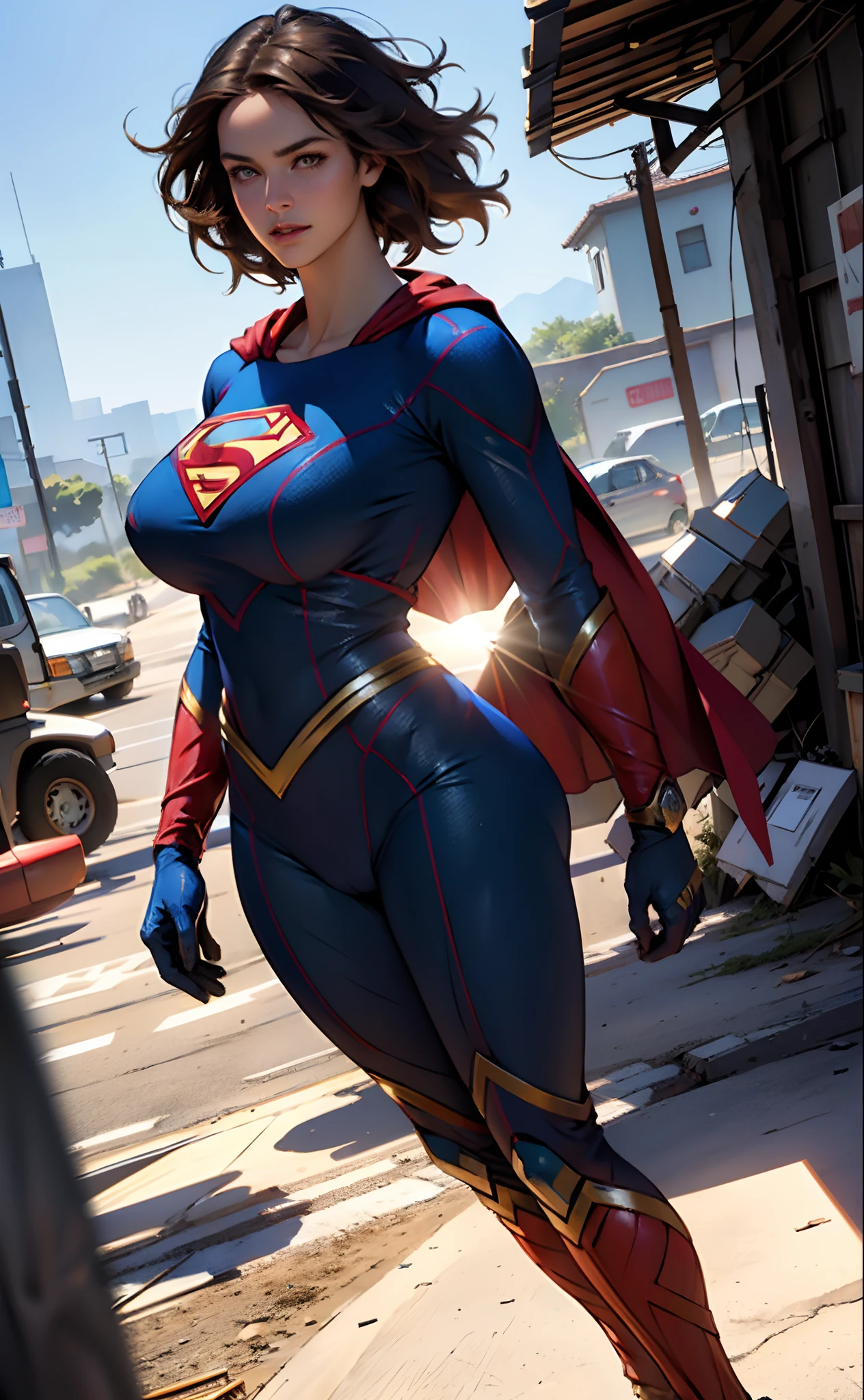 (supergirl outfit), ((Best quality)), ((Masterpiece)), ((Realistic)) and ultra-detailed photography of a Cammy, (realistic:1.2), (realism), (masterpiece:1.2), (best quality), (ultra detailed),(8k, 4k, intricate),light particles, lighting, (highly detailed:1.2),,supergirl outfit, (big breasts:1.4), outdoor, city landscape, full body, (realistic:1.2), (realism), (masterpiece:1.2), (best quality), (ultra detailed),(8k, 4k, intricate),light particles, lighting, (highly detailed:1.2),
