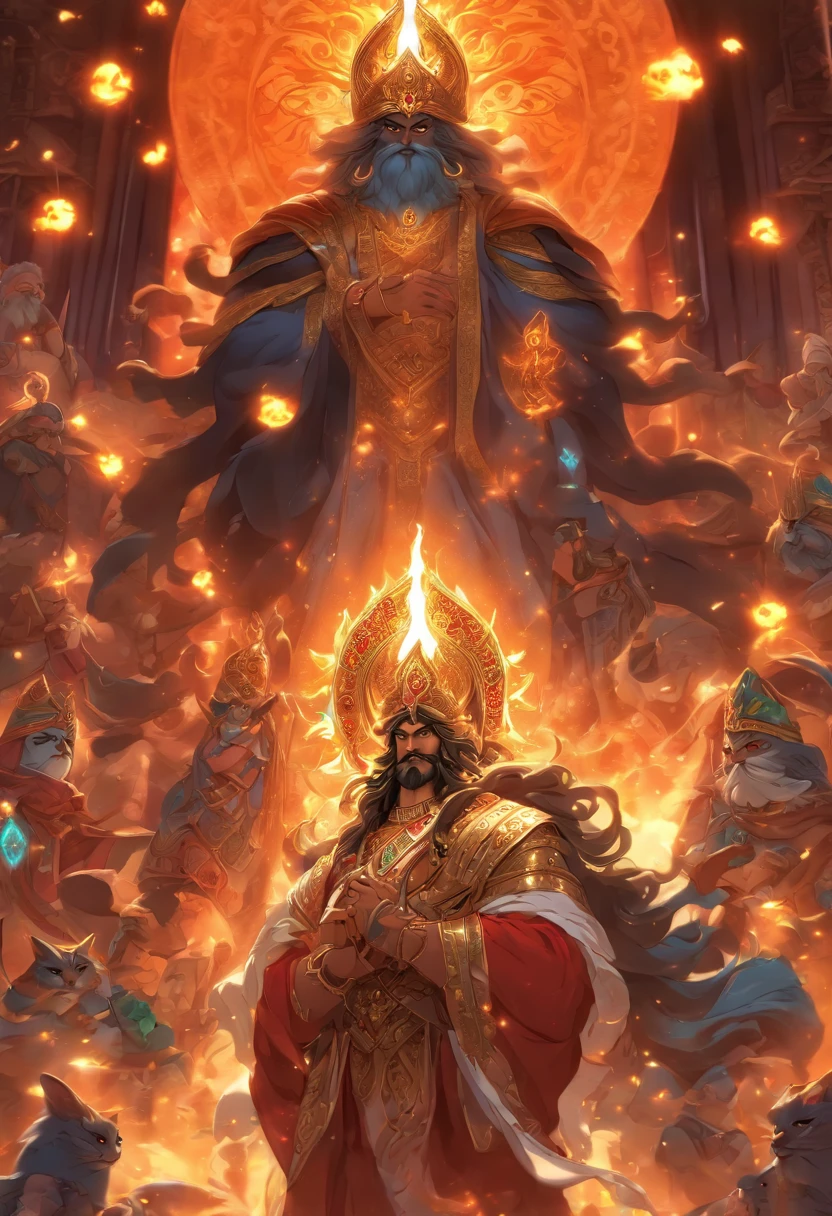 (((Persian God))) best quality, ultra-high resolution, 4K detailed CG, master piece, ANGRA MAINYU,god of destruction and darkness, Persian clothing,Persian Mythology, Iran,Persian temple,((Full Body)) Persian painting style, aesthetics, Beautiful image, depth of field, centered on the canvas