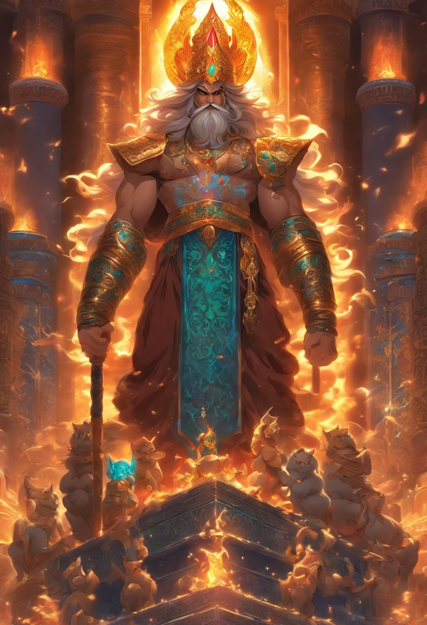 (((Persian God))) best quality, ultra-high resolution, 4K detailed CG, master piece, ANGRA MAINYU,god of destruction and darkness, Persian clothing,Persian Mythology, Iran,Persian temple,((Full Body)) Persian painting style, aesthetics, Beautiful image, depth of field, centered on the canvas