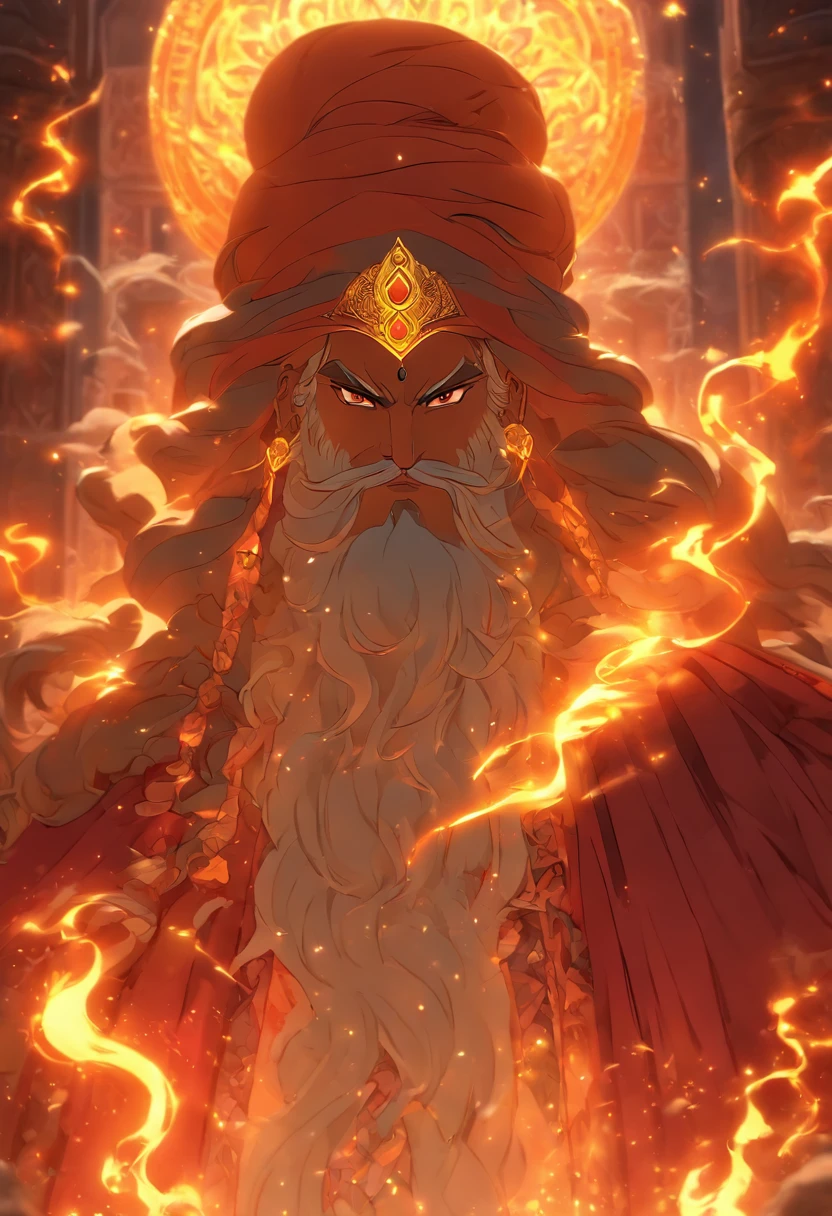 (((Persian God))) best quality, ultra-high resolution, 4K detailed CG, master piece, ANGRA MAINYU,god of destruction and darkness, Persian clothing,Persian Mythology, Iran,Persian temple,((Full Body)) Persian painting style, aesthetics, Beautiful image, depth of field, centered on the canvas