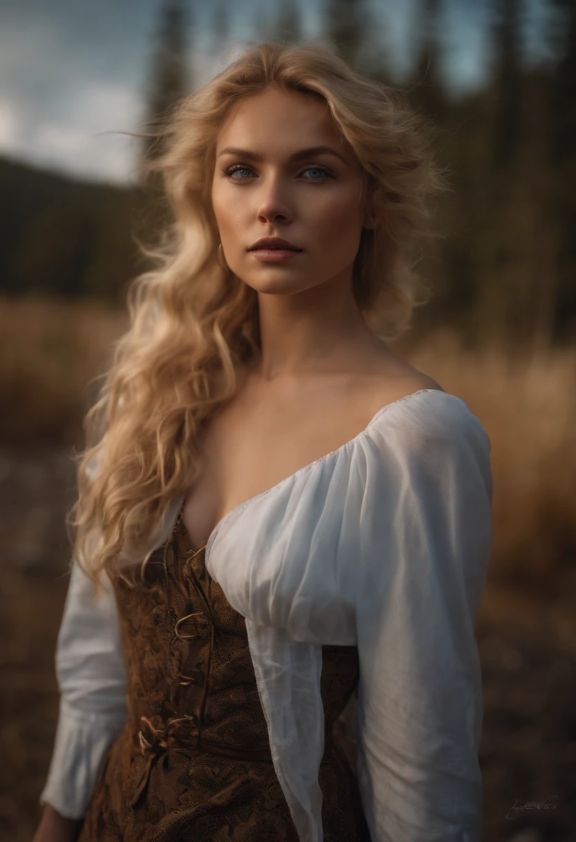 photo awarded best quality masterpiece upper body woman blonde hair blonde with drealocks blown by wind blue eyes strapless dress modern by Jeremy Lipking by Antonio J. Manzanedo by lee jeffries Nikon D850 film Stock Photography 4 camera kodak portra 400 lens f1.6 rich colors realistic texture hyper realistic dramatic lighting unreal mechanism trend on artstation cinestill 800, fisheye lens, kilt style, windy beach, Scottish loch, forest, ahegao, tongue out, (head back:1.4)