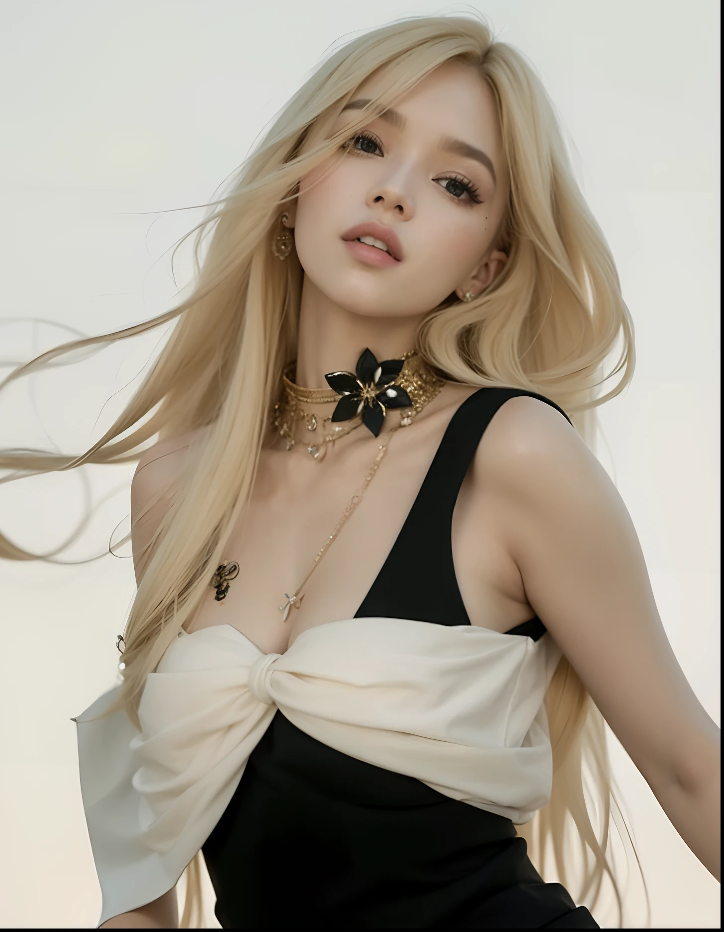 Blonde woman Araffe with long hair and a necklace around her neck, Parque Roseanne do Blackpink, ava max, Jossi do Rosa Preto, jia, Retrato de Jossi do Blackpink, Ellie Bamber, Lalisa Manoban do Blackpink, Ellie Bamber Fada, Jennie Rosa Preto, com longos cabelos loiros, Cl, Lalisa Manobal, rosa preto