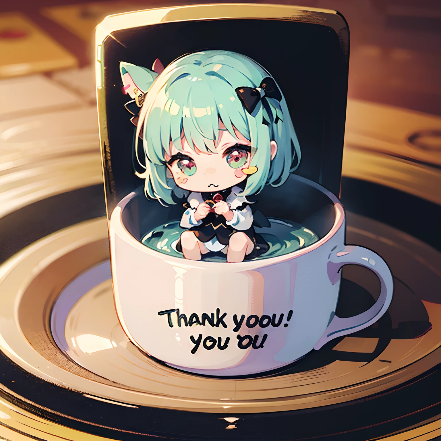 ((a sticker:1.5)))、((Chibi Chara))、(((Lunch Thank you))、Fluffy、1girl in、bowing、Thanks、Strongest、Chibi Goth Lori Character、fullllbody、Pastel colors hair、Fairy tale、Fantastical、masutepiece、top-quality、high-level image quality