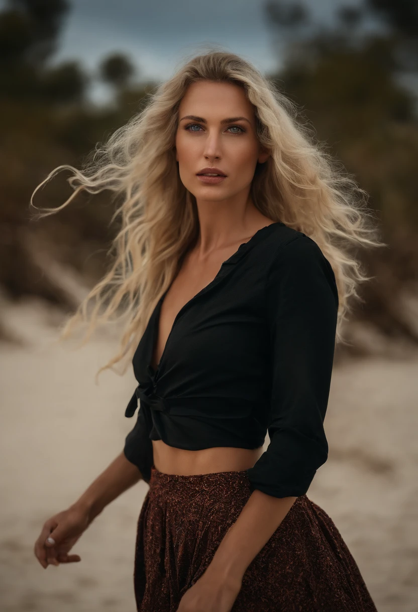 photo awarded best quality masterpiece upper body woman Elsa Karlsson blonde hair blonde with ( drealocks) blown by wind blue eyes by Jeremy Lipking by Antonio J. Manzanedo by lee jeffries, wearing a (black bikini), Nikon D850 film Stock Photography 4 camera kodak portra 400 lens f1.6 rich colors realistic texture hyper realistic dramatic lighting unreal mechanism trend on artstation cinestill 800, fisheye lens, kilt style, windy Mediterranean beach, tongue out, (head back:1.4)