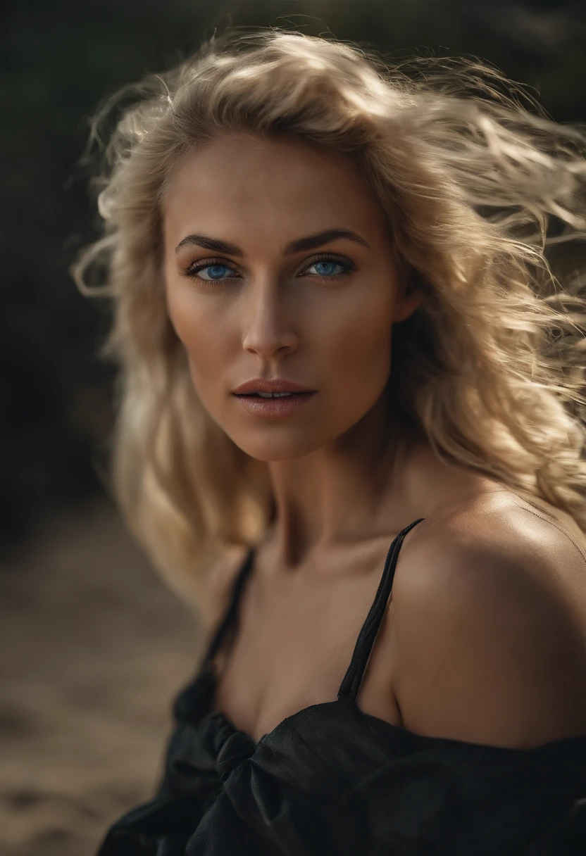photo awarded best quality masterpiece upper body woman Elsa Karlsson blonde hair blonde with ( drealocks) blown by wind blue eyes  by Jeremy Lipking by Antonio J. Manzanedo by lee jeffries, wearing a (black bikini), Nikon D850 film Stock Photography 4 camera kodak portra 400 lens f1.6 rich colors realistic texture hyper realistic dramatic lighting unreal mechanism trend on artstation cinestill 800, fisheye lens, kilt style, windy  Mediterranean beach, tongue out, (head back:1.4)