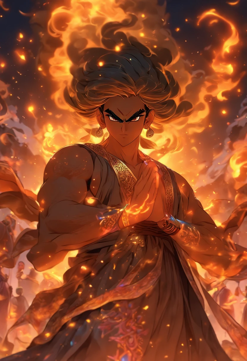 (((Iranian Man))) best quality, ultra-high resolution, 4K detailed CG, master piece, ANGRA MAINYU,god of destruction and darkness, Persian clothing,Persian Mythology, Iran,Persian empire,((Full Body)) Persian painting style, aesthetics, Beautiful image, depth of field, centered on the canvas