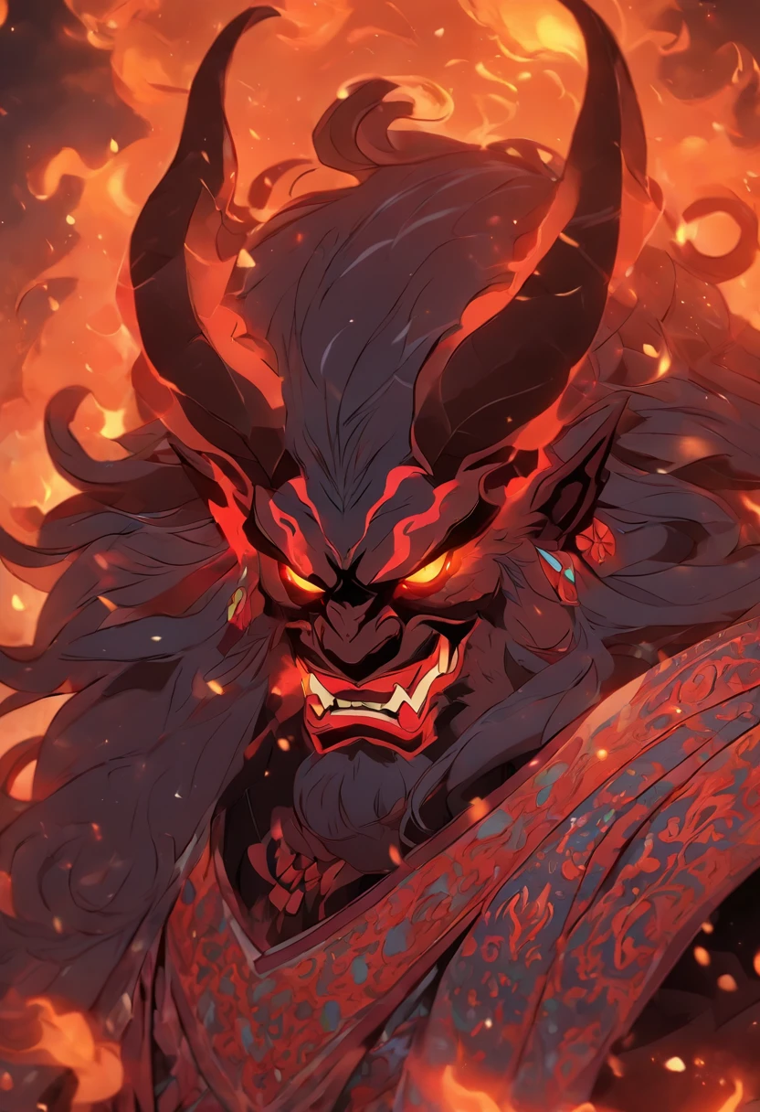 (((Persian demon))) best quality, ultra-high resolution, 4K detailed CG, master piece, ANGRA MAINYU, god of destruction and darkness, Persian clothes, Persian mythology, Iran, Persian empire, ((close to camera) ) Persian painting style, aesthetics, Beautiful image, depth of field, centered on the canvas