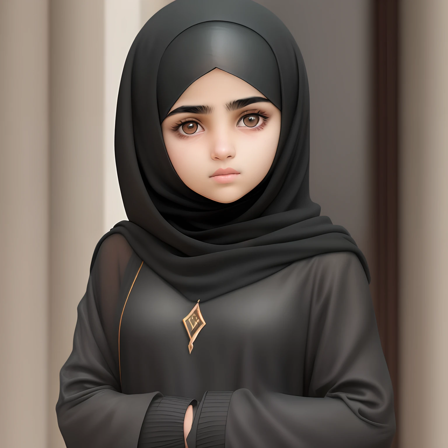 Arab Muslim teenage girl dressed in black