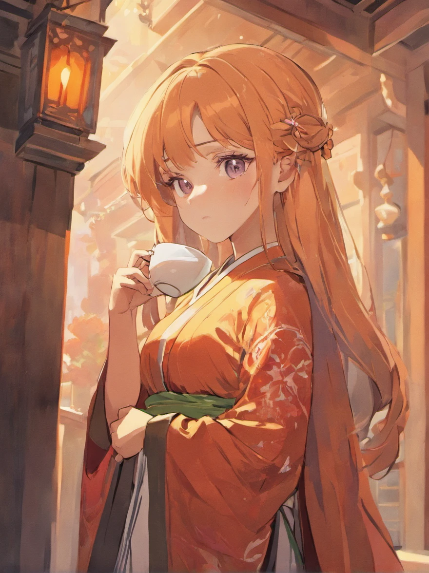 A lady in saree holding a chai cup illustration