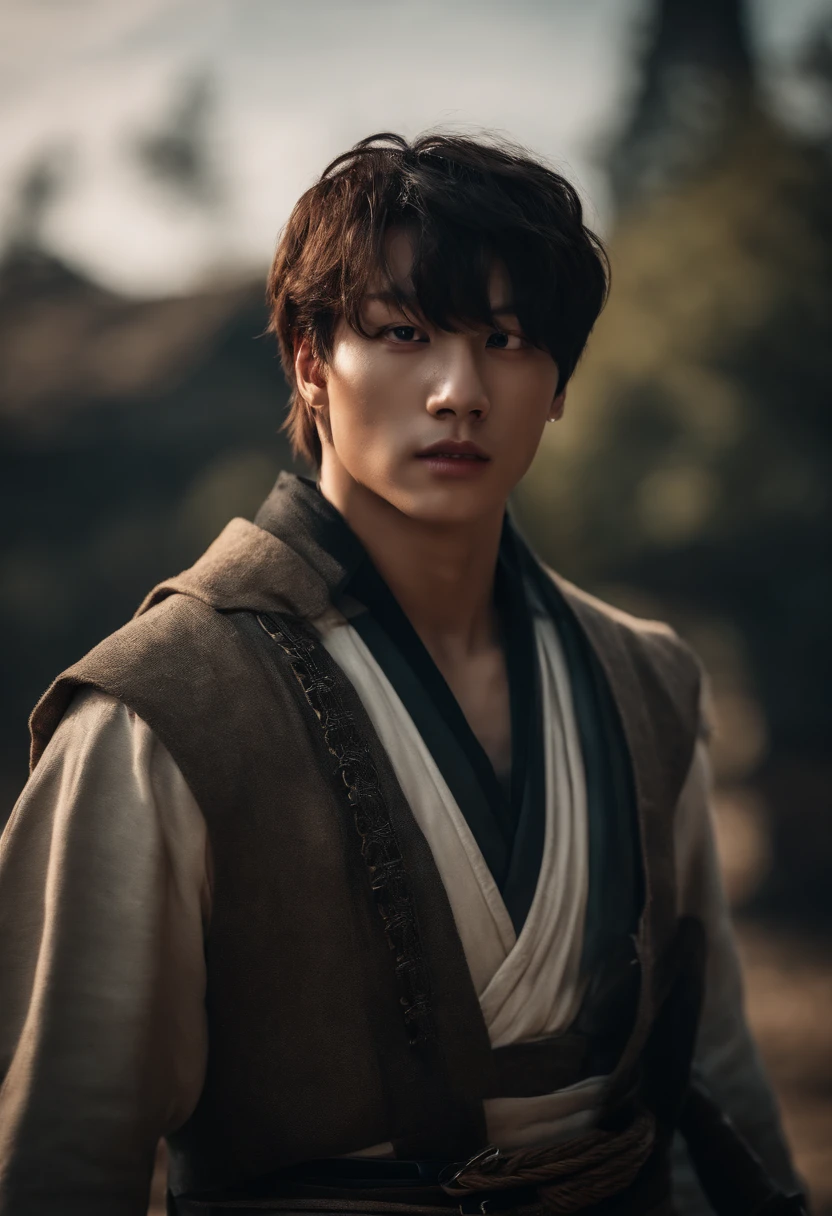 Retrato de Jeon Jungkook de bts como un personaje de Assassin's creed