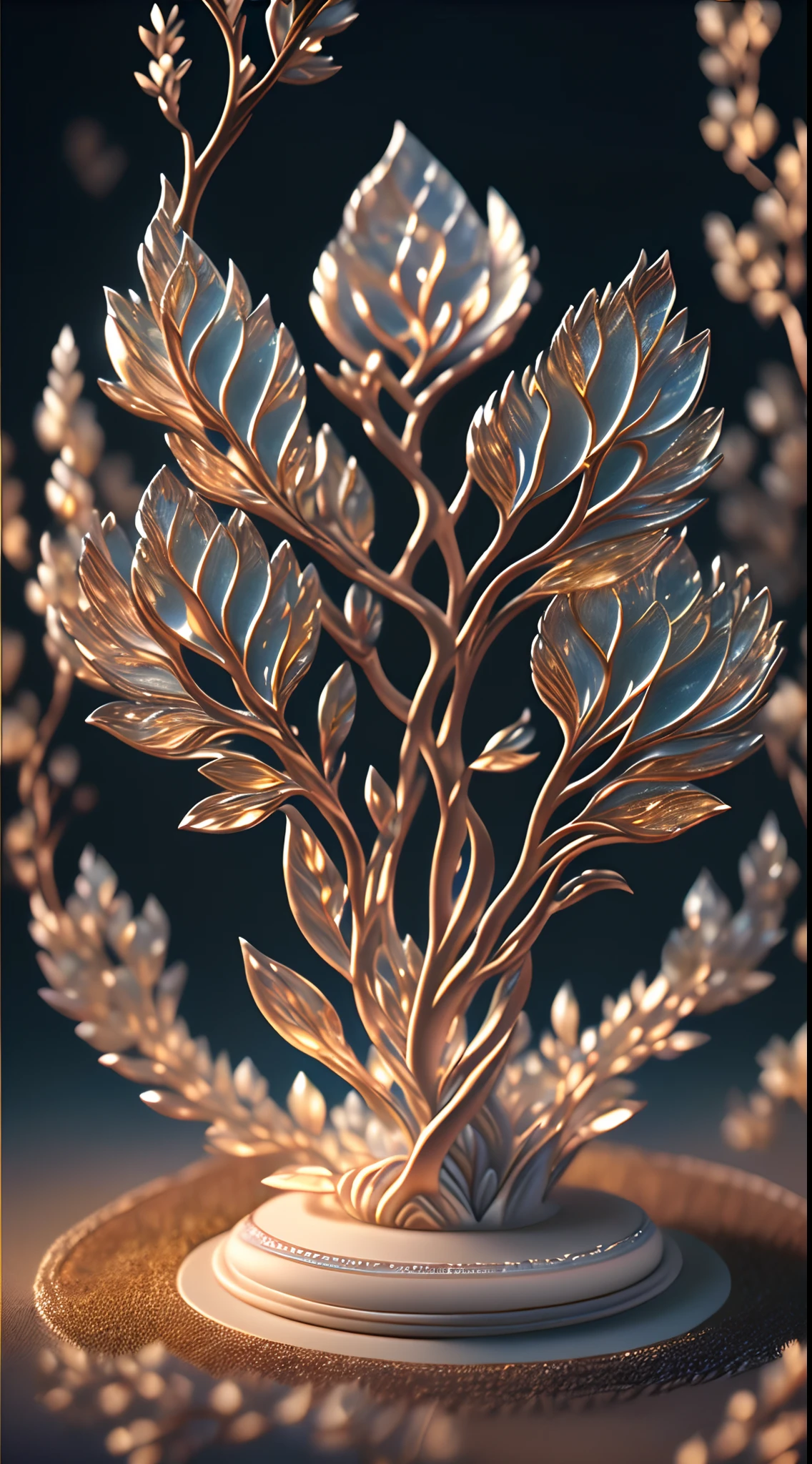 (Best quality, 4K, 8K, A high resolution, Masterpiece:1.2), Ultra-detailed, (Realistic, Photorealistic, photo-realistic:1.37), Sculptural:1.37, Northern, The South, Multiverse, Diverse landscape, Naturally beautiful, Ceramic craftsmanship, Glass surface, Twisted branches, Flickering flames, Art gallery
